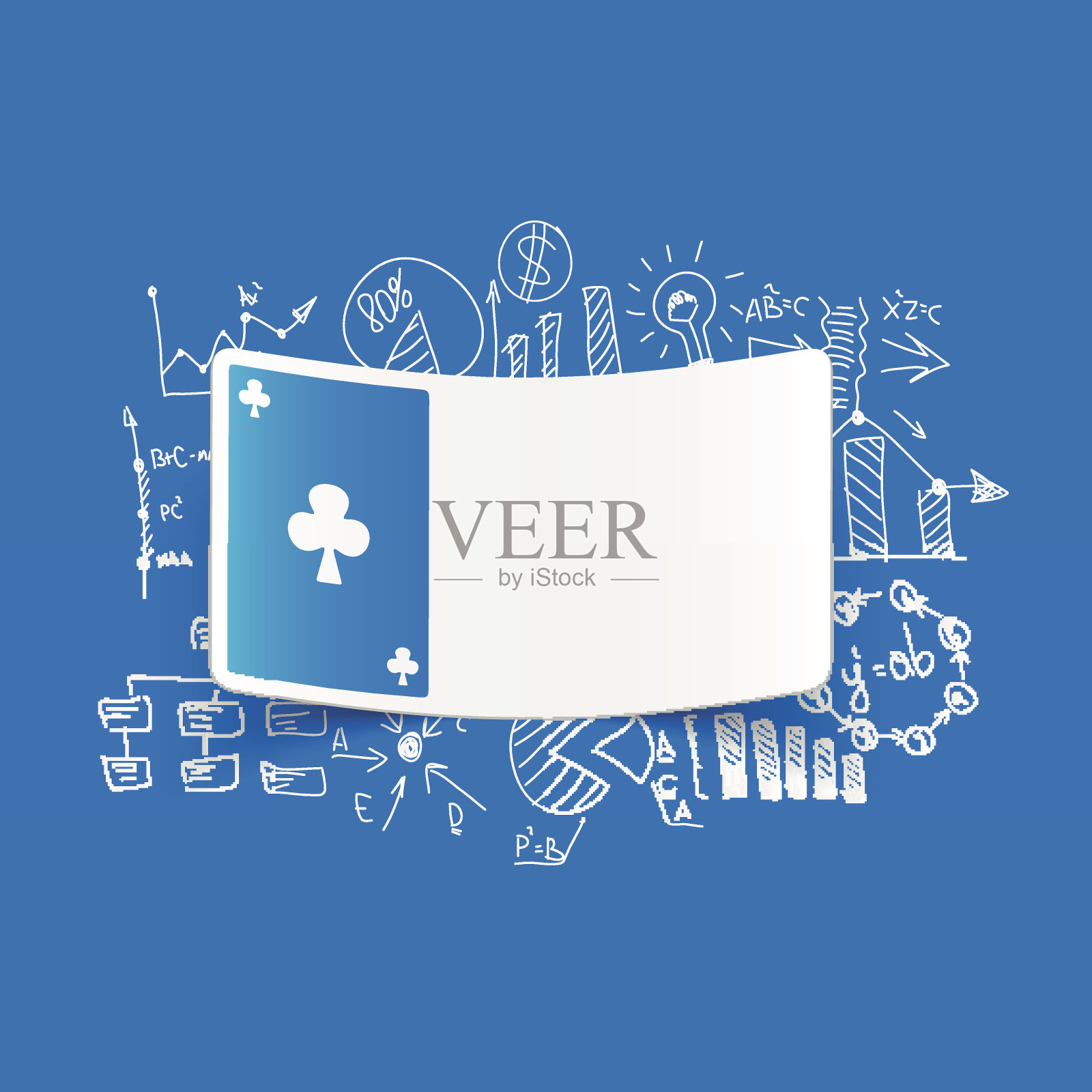 绘制业务公式:扑克牌插画图片素材