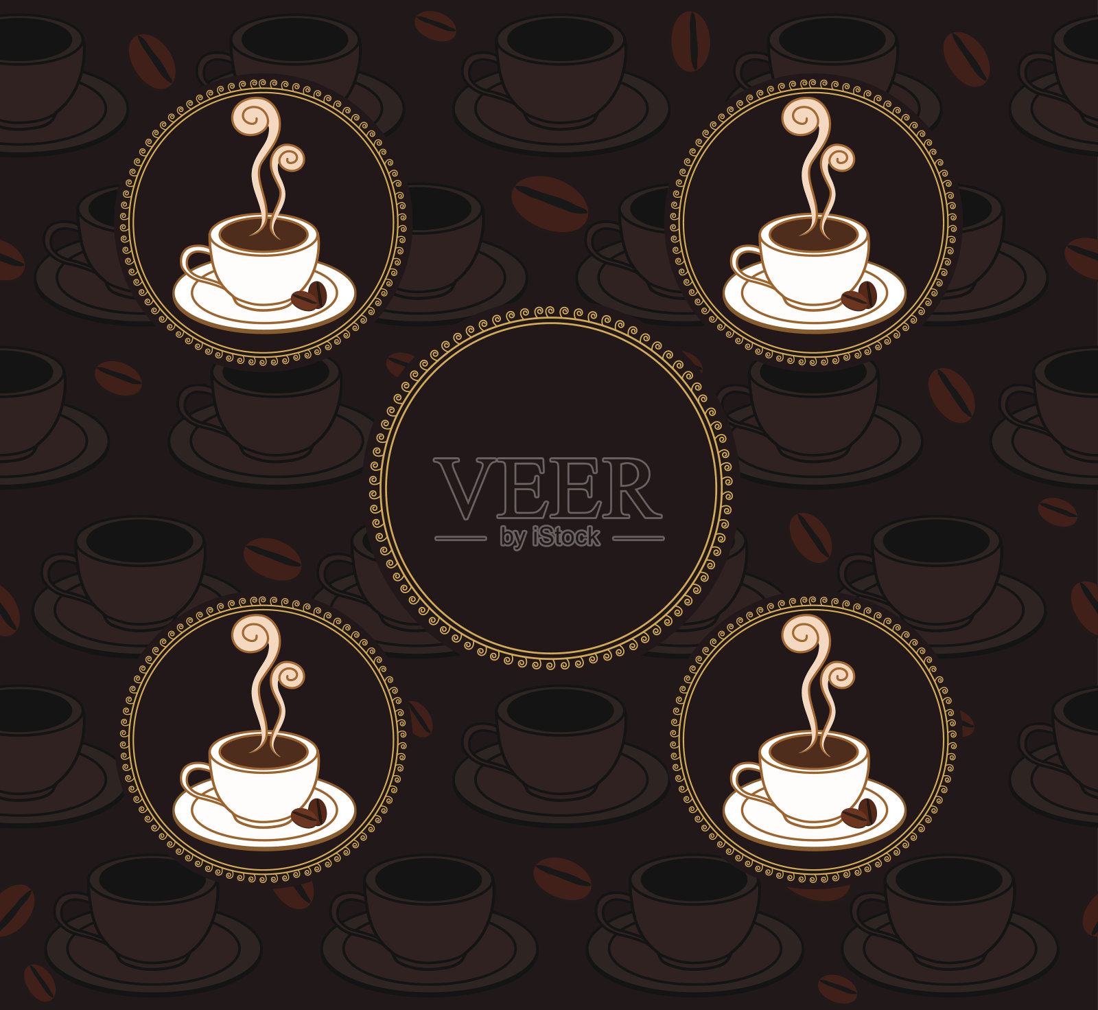 咖啡杯无缝图案插画图片素材