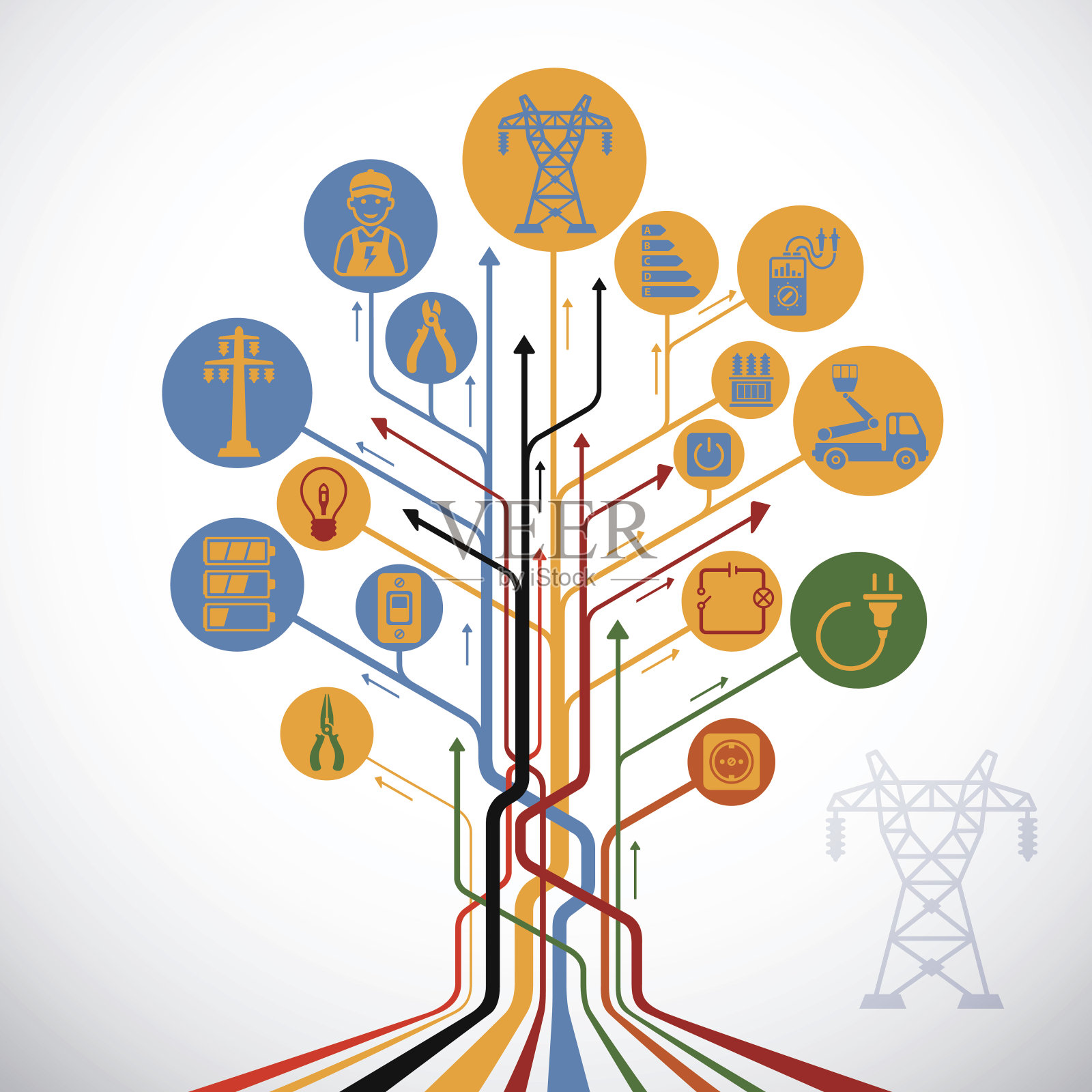 抽象电力树插画图片素材