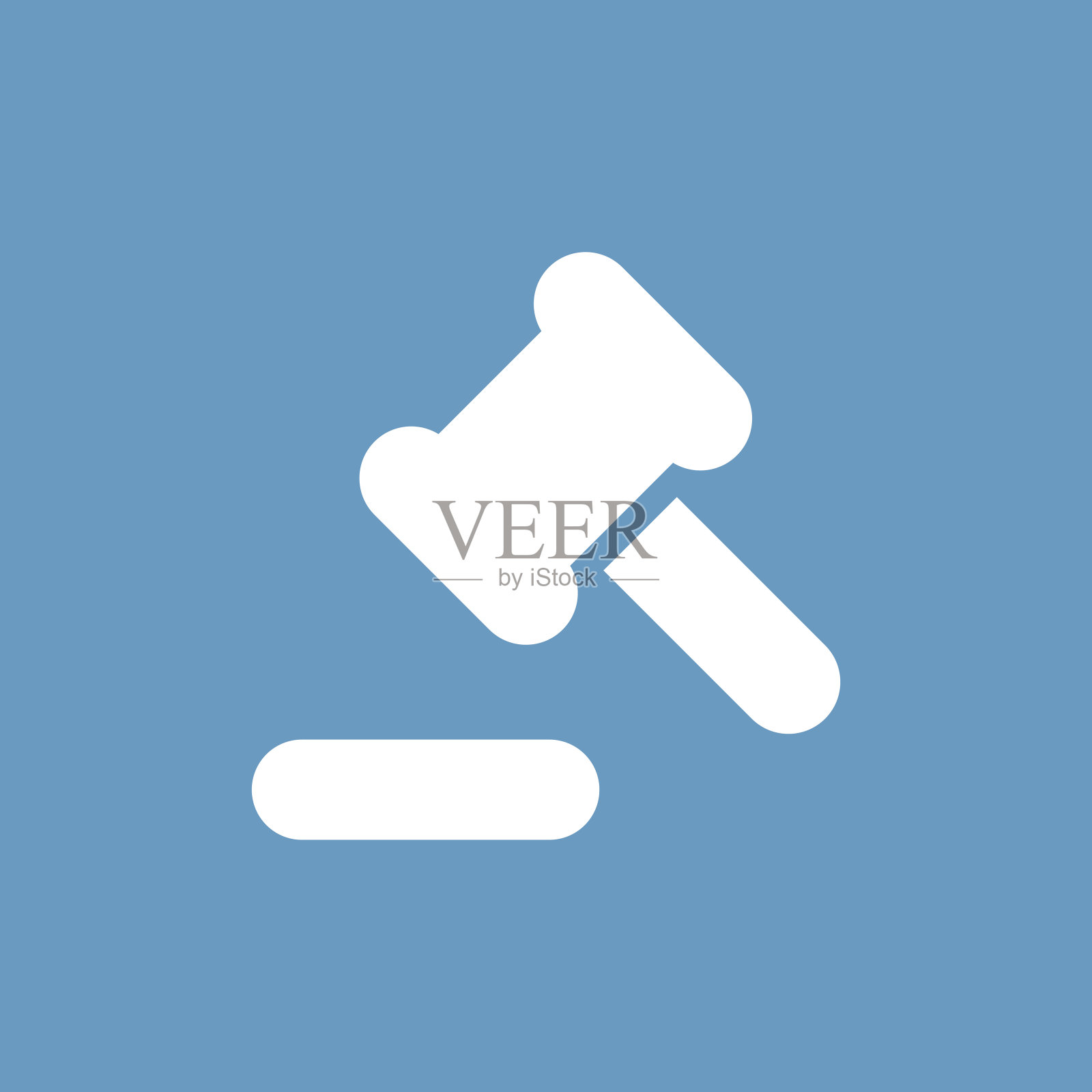 蓝色背景上的白色法院法律图标插画图片素材