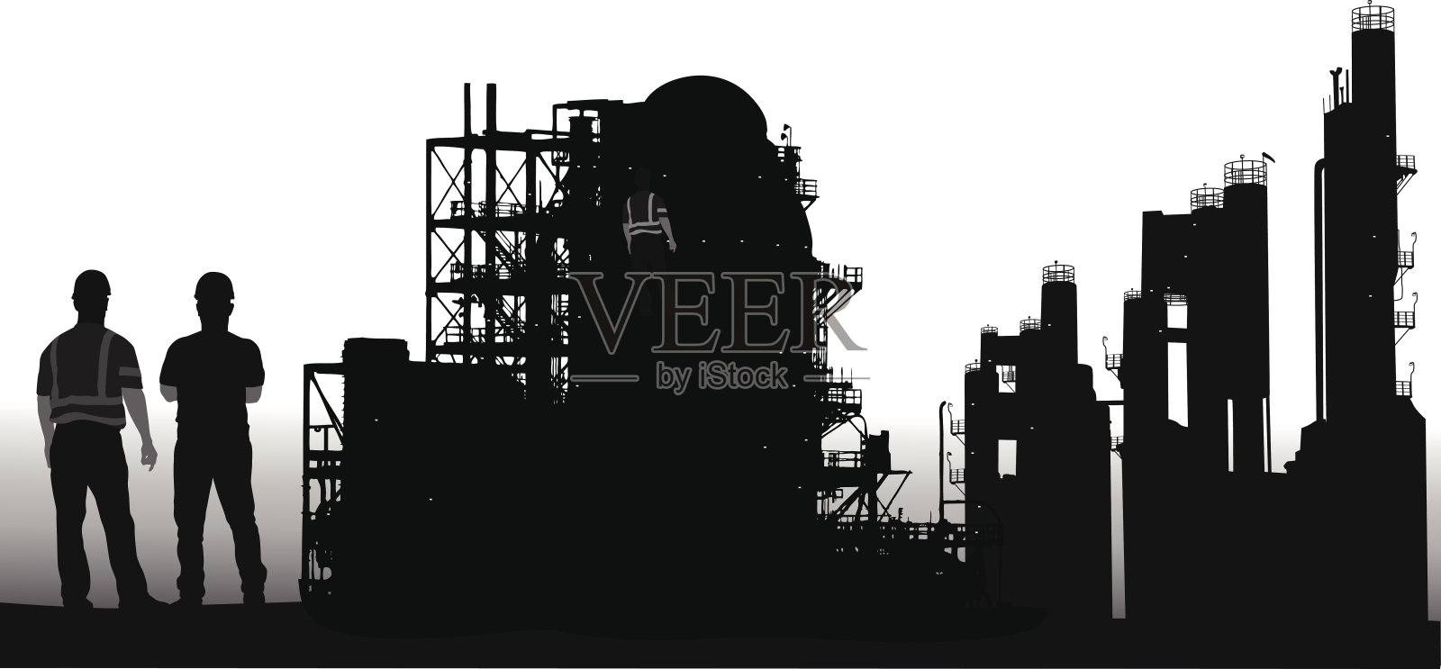 站在施工现场的人插画图片素材