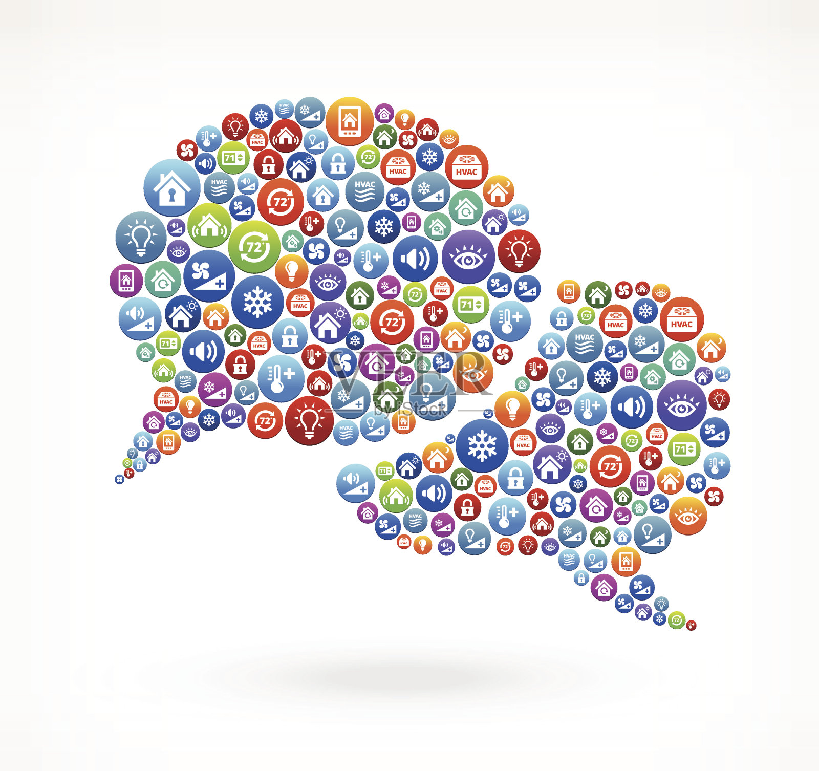 聊天泡泡家庭自动化和安全矢量图形插画图片素材