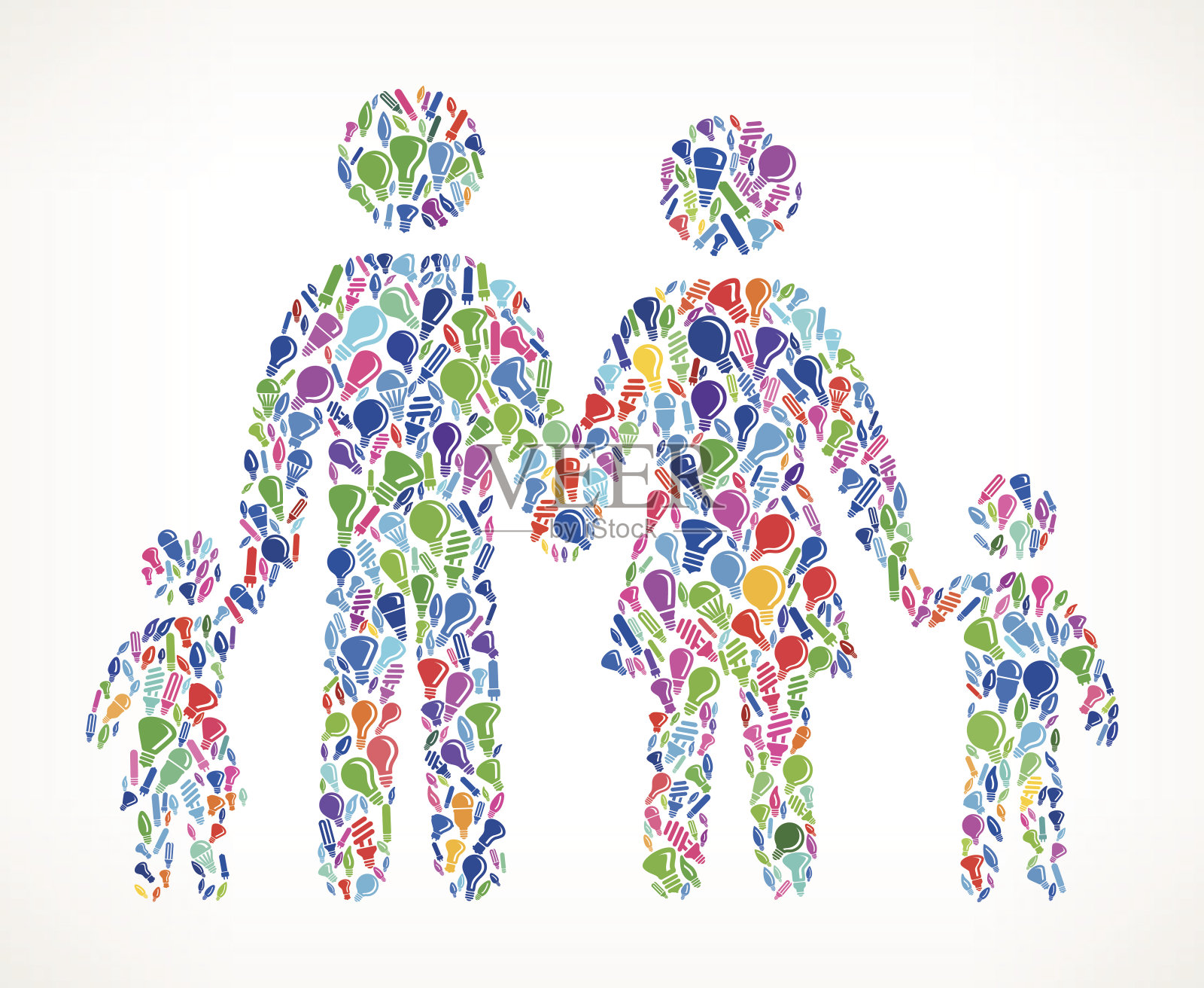 家庭在矢量灯泡图案背景插画图片素材