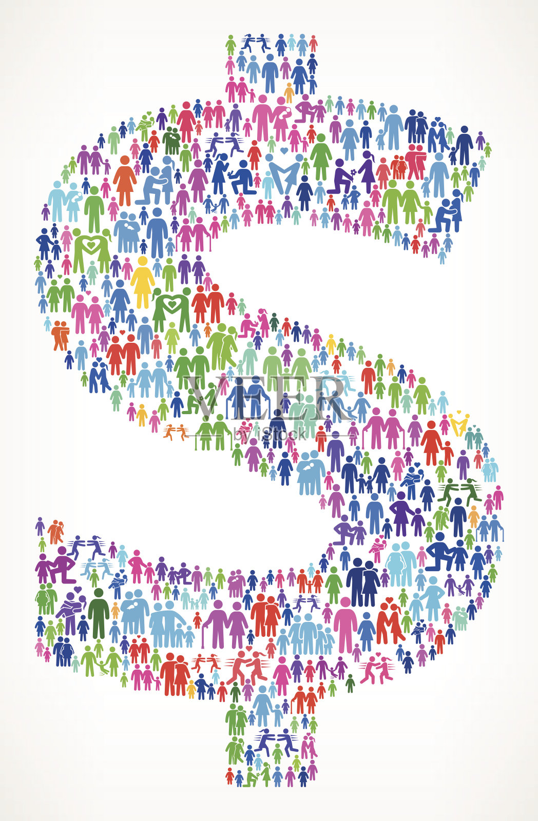 美元符号上的向量家庭模式背景插画图片素材