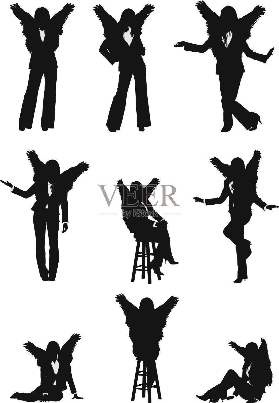 有翅膀的女商人天使插画图片素材