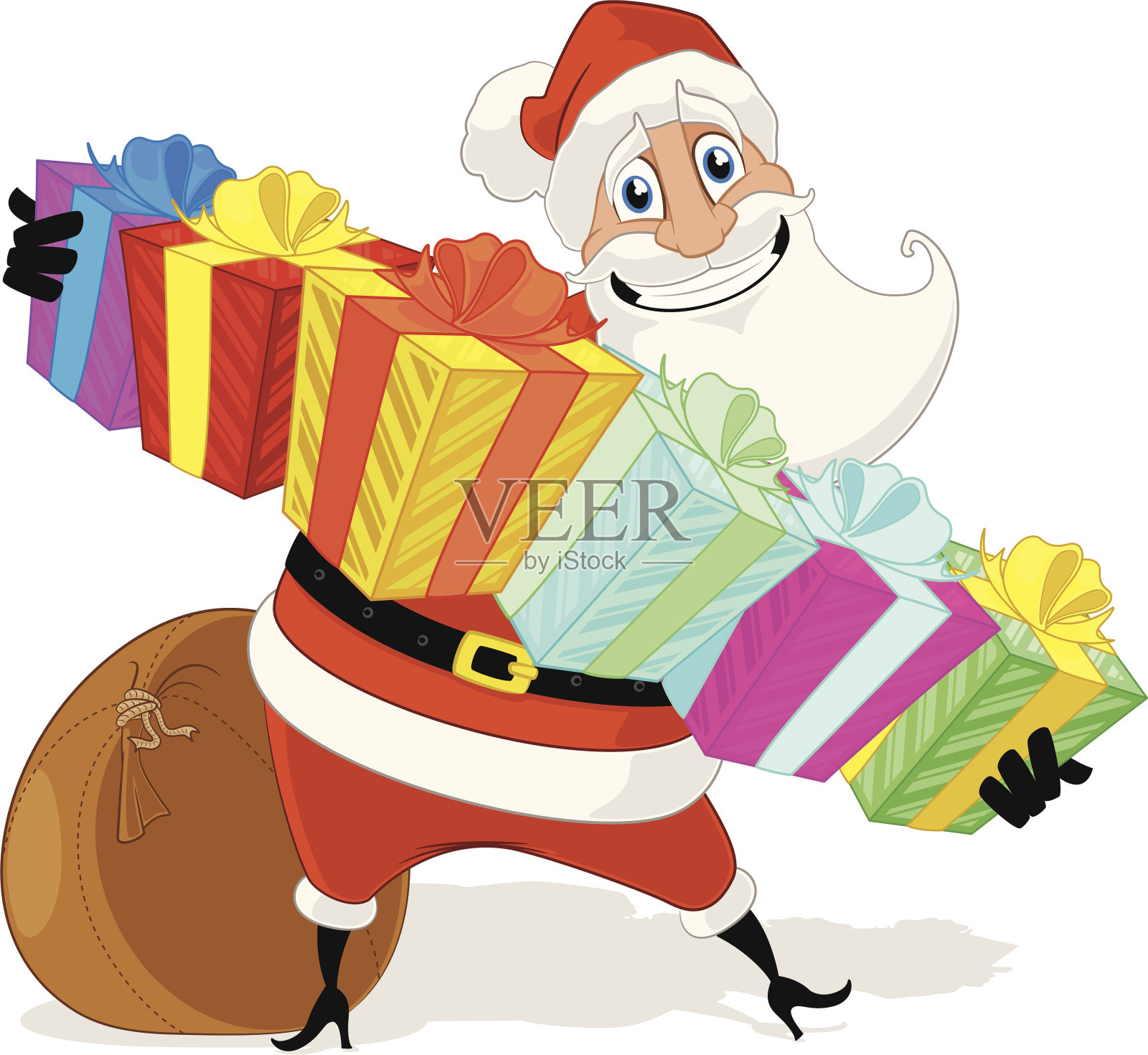 圣诞老人拿着礼物插画图片素材