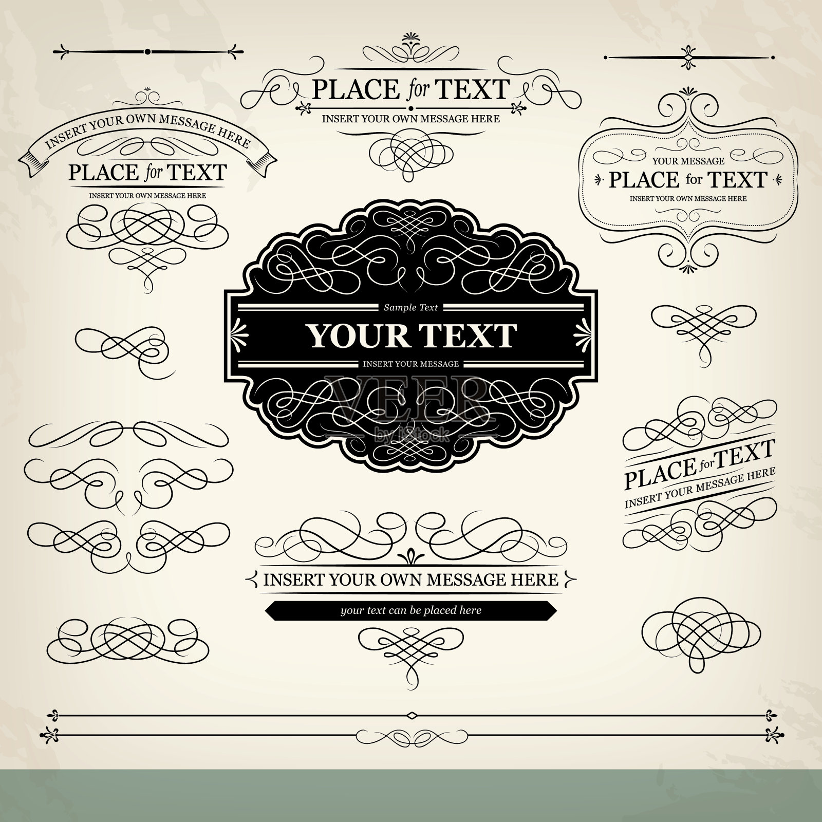 复古的框架和设计元素插画图片素材