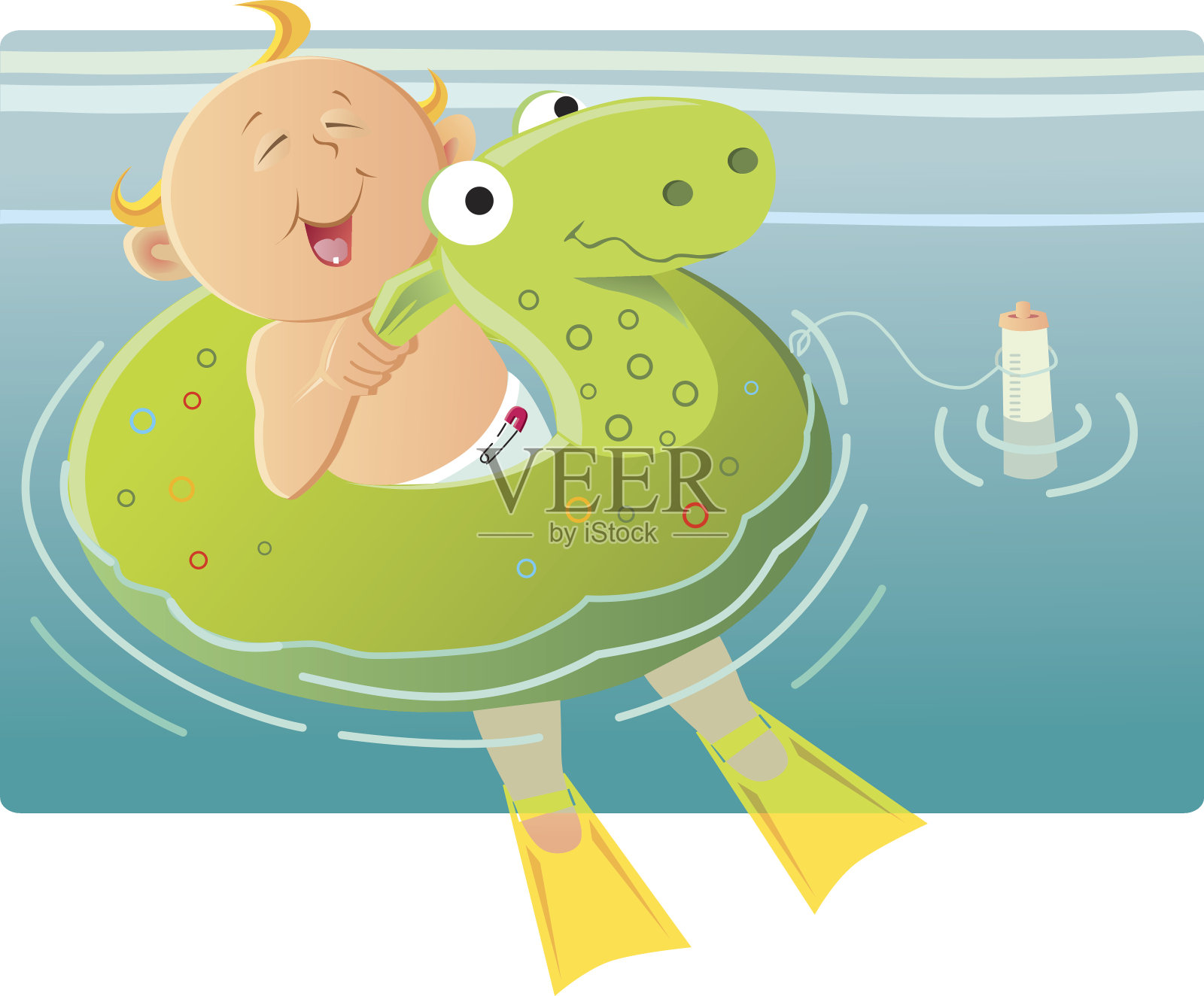 婴儿在一个游泳管设计元素图片