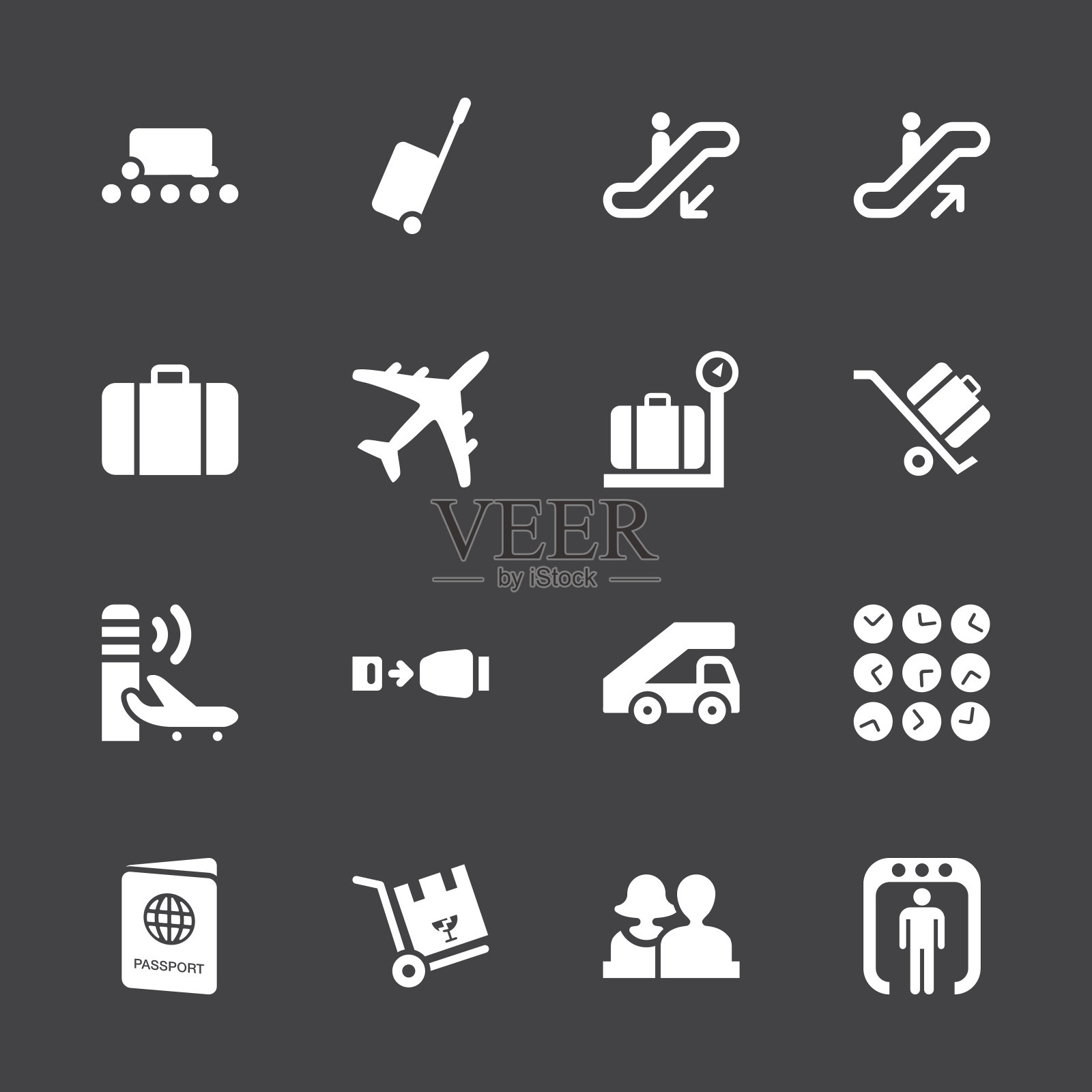 机场标志-白色系列| EPS10图标素材