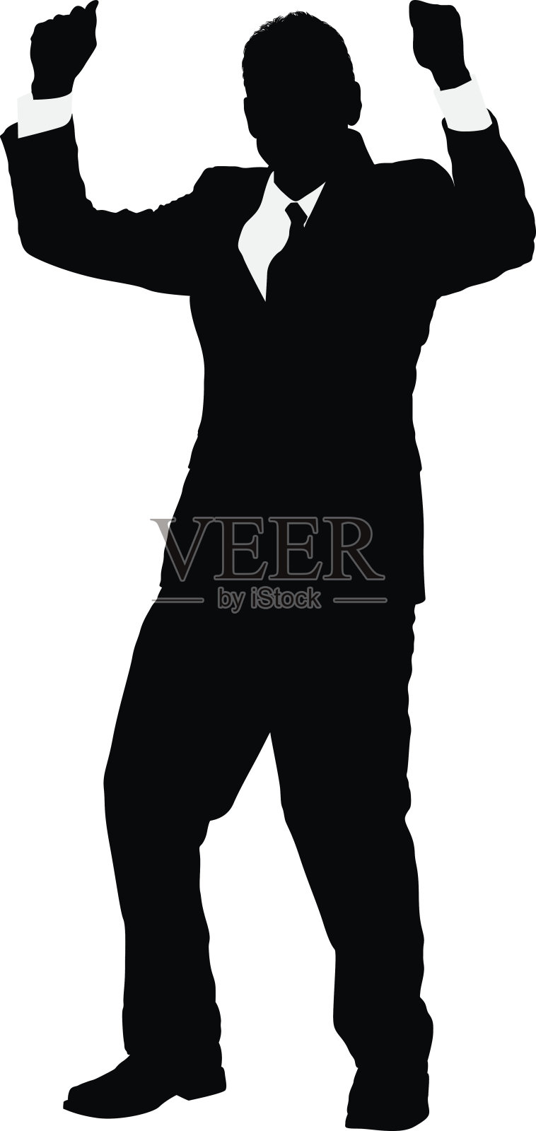 一个商人庆祝成功的剪影设计元素图片
