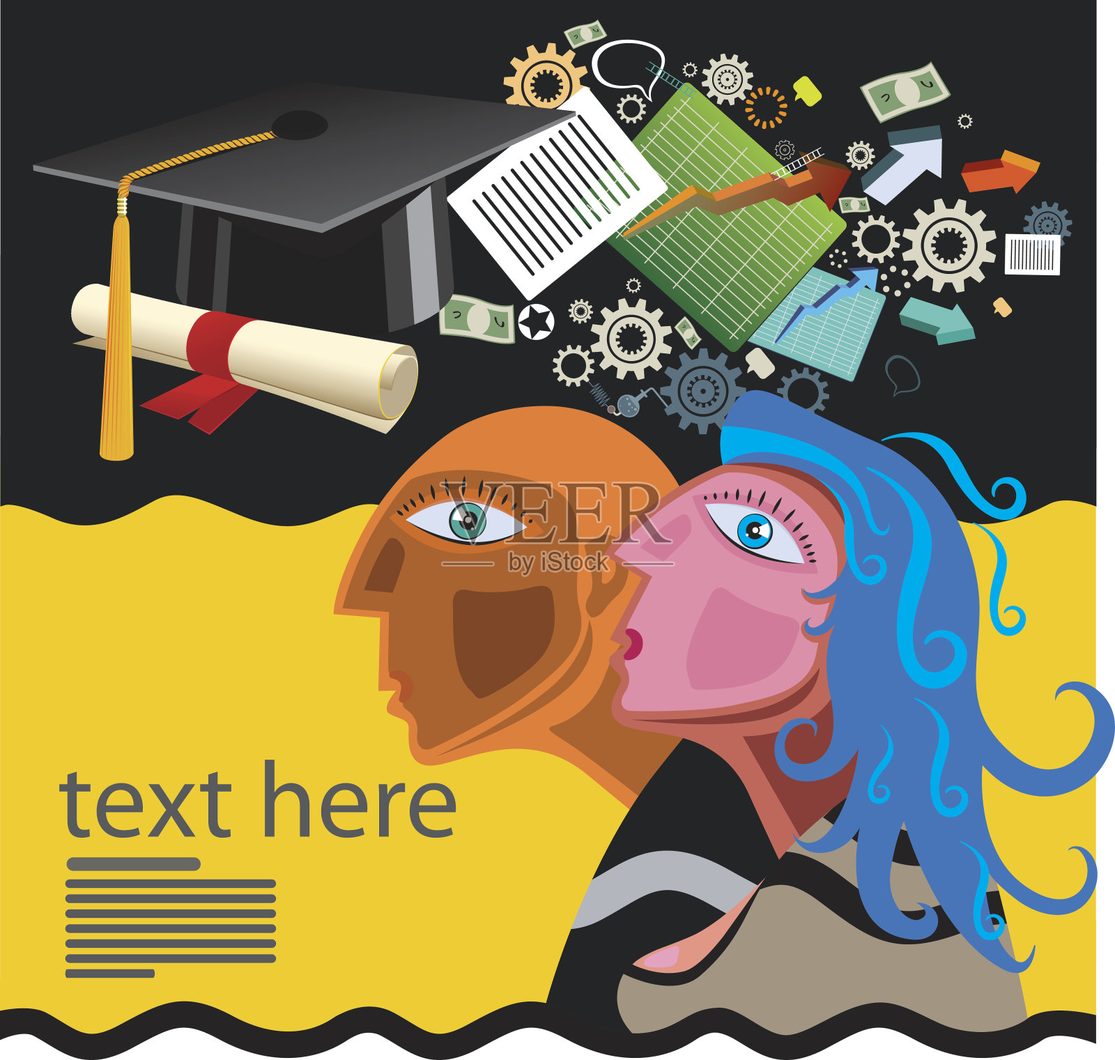 代表教育和金融的插图插画图片素材