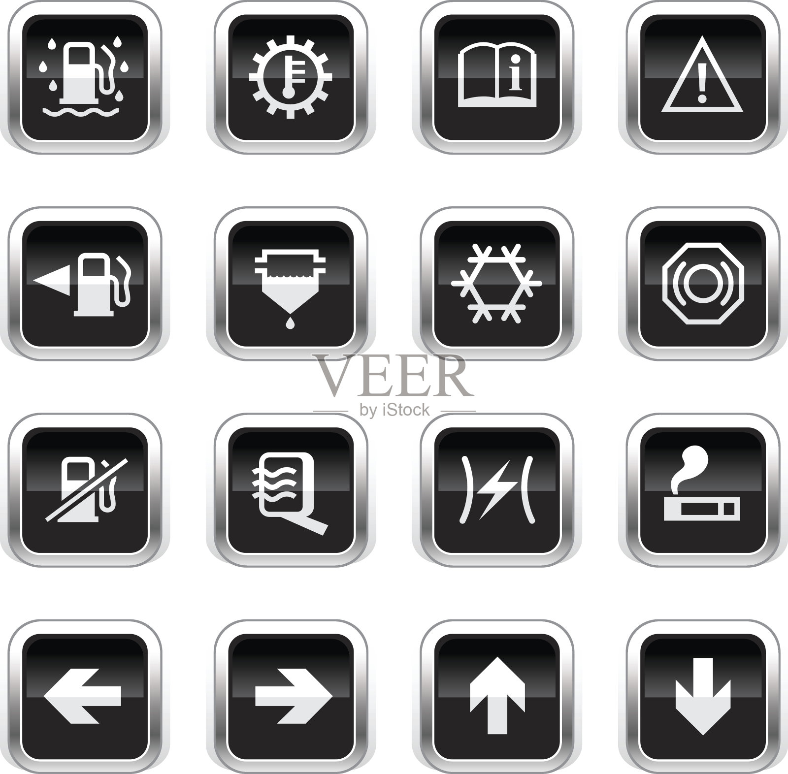 超亮黑色图标-汽车控制指示灯图标素材