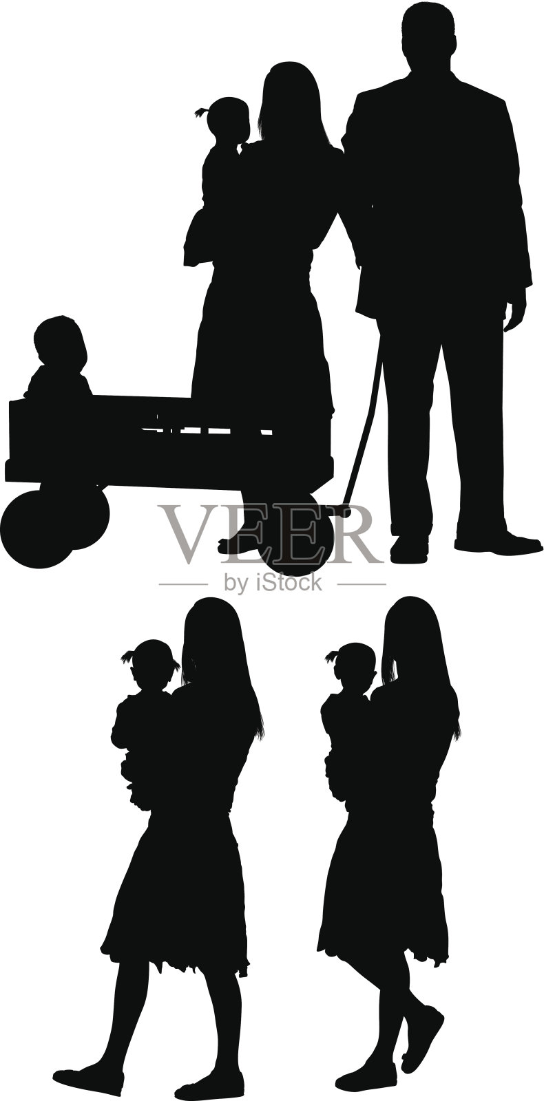 父母和孩子插画图片素材