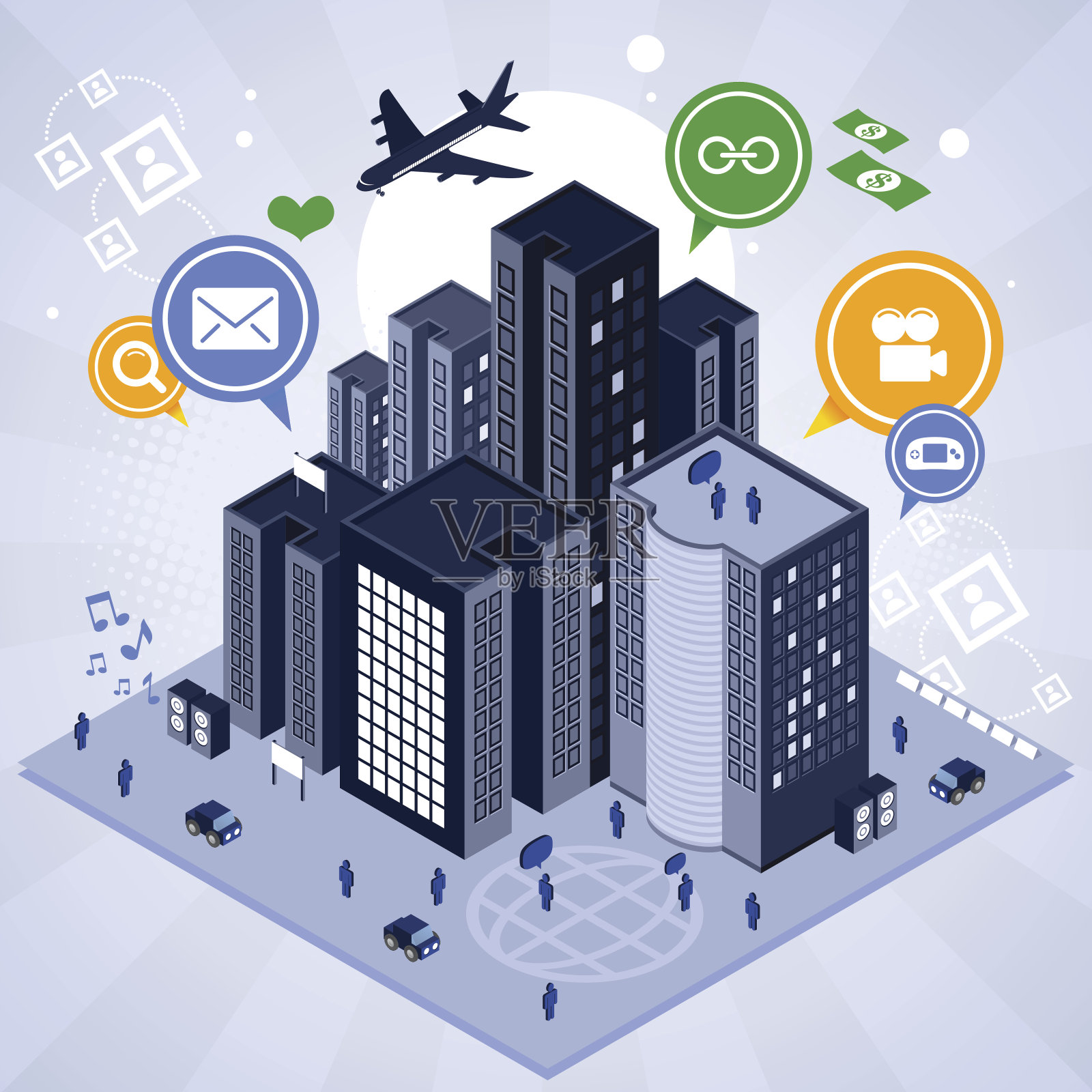 互联网新城市插画图片素材