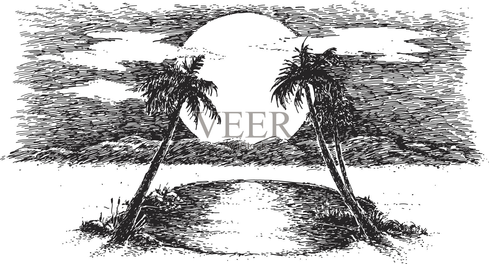 勾勒出绿洲设计元素图片