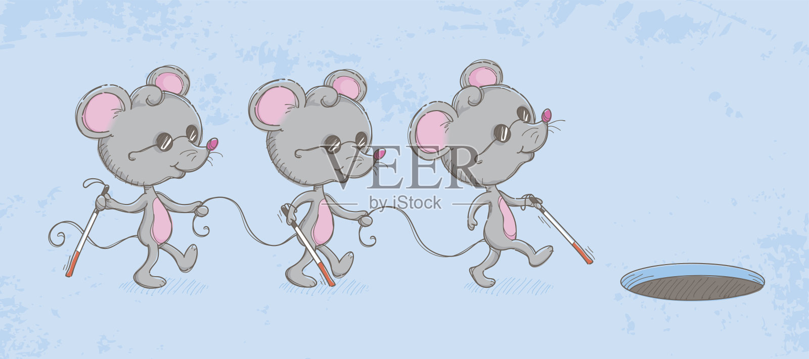 三只瞎老鼠插画图片素材