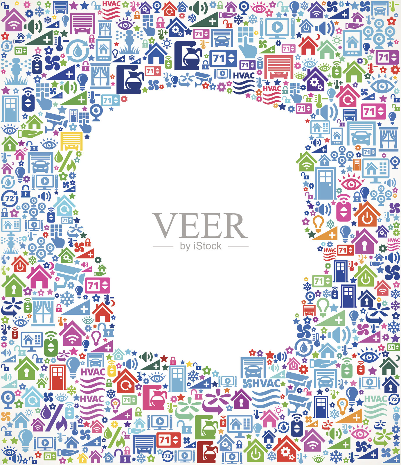 家庭自动化和安全矢量背景的男性简介插画图片素材