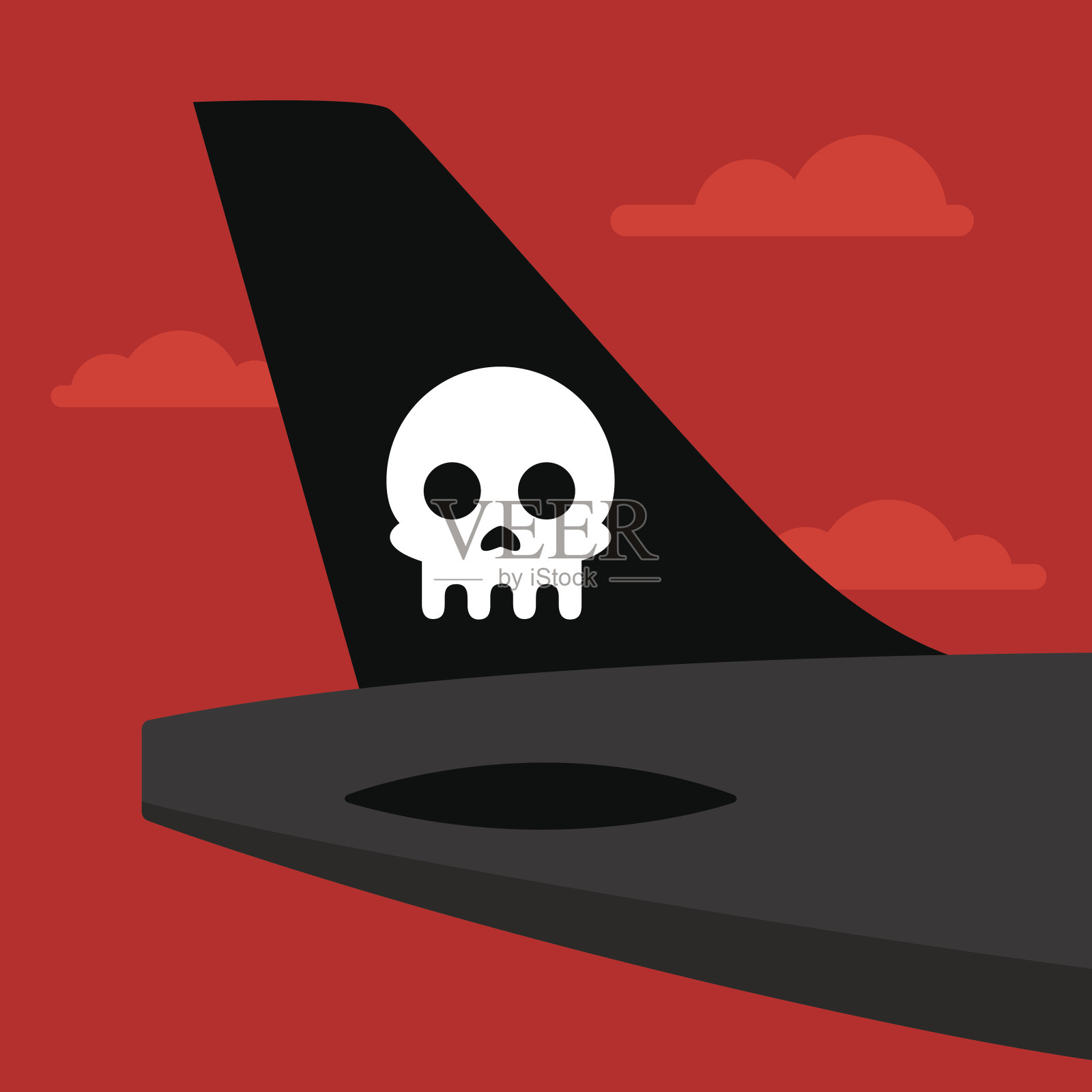 飞机尾巴头骨插画图片素材