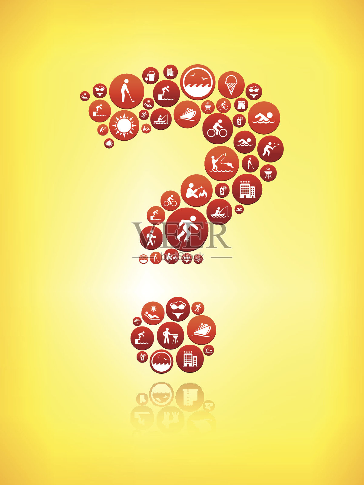 问号夏季时间的乐趣和户外矢量图形。插画图片素材