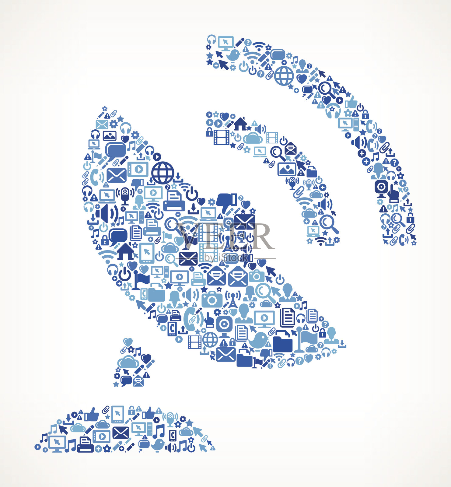 卫星碟形天线的矢量技术模式插画图片素材