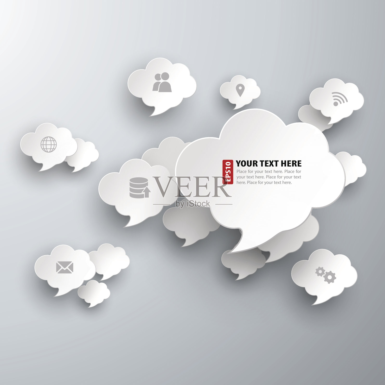 云计算与图标集插画图片素材