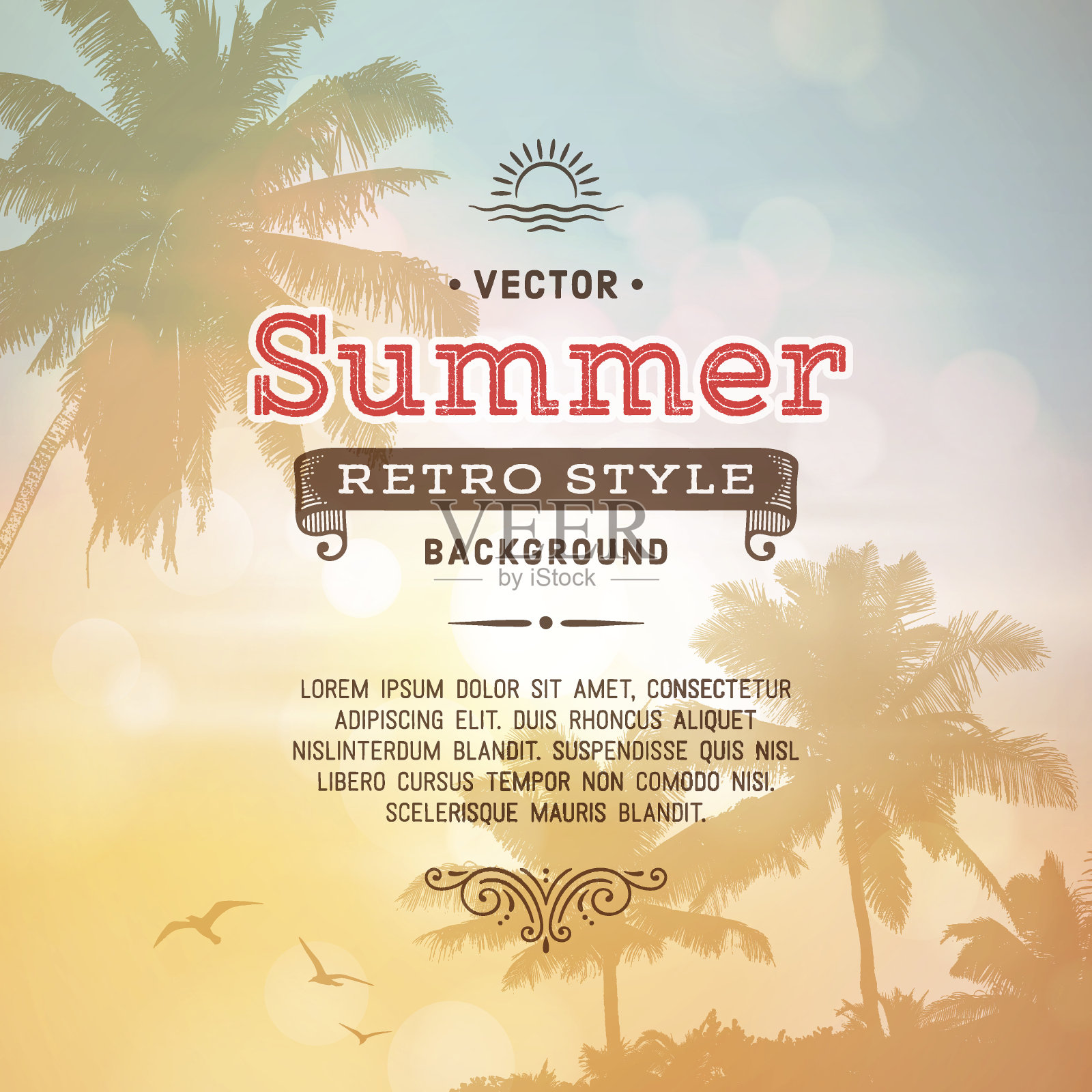 复古暑假海报背景插画图片素材