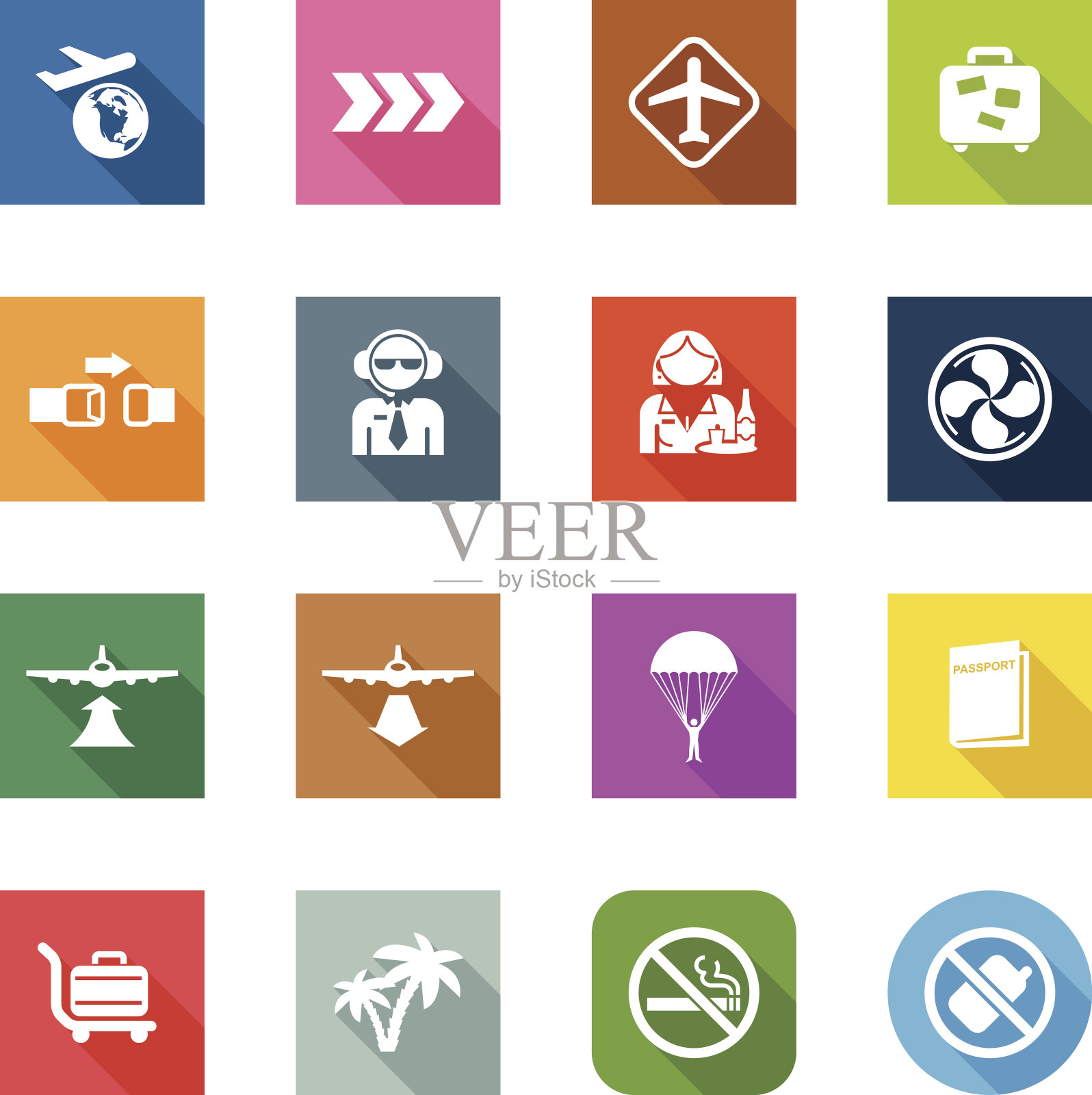 平面图标-飞机旅行图标素材