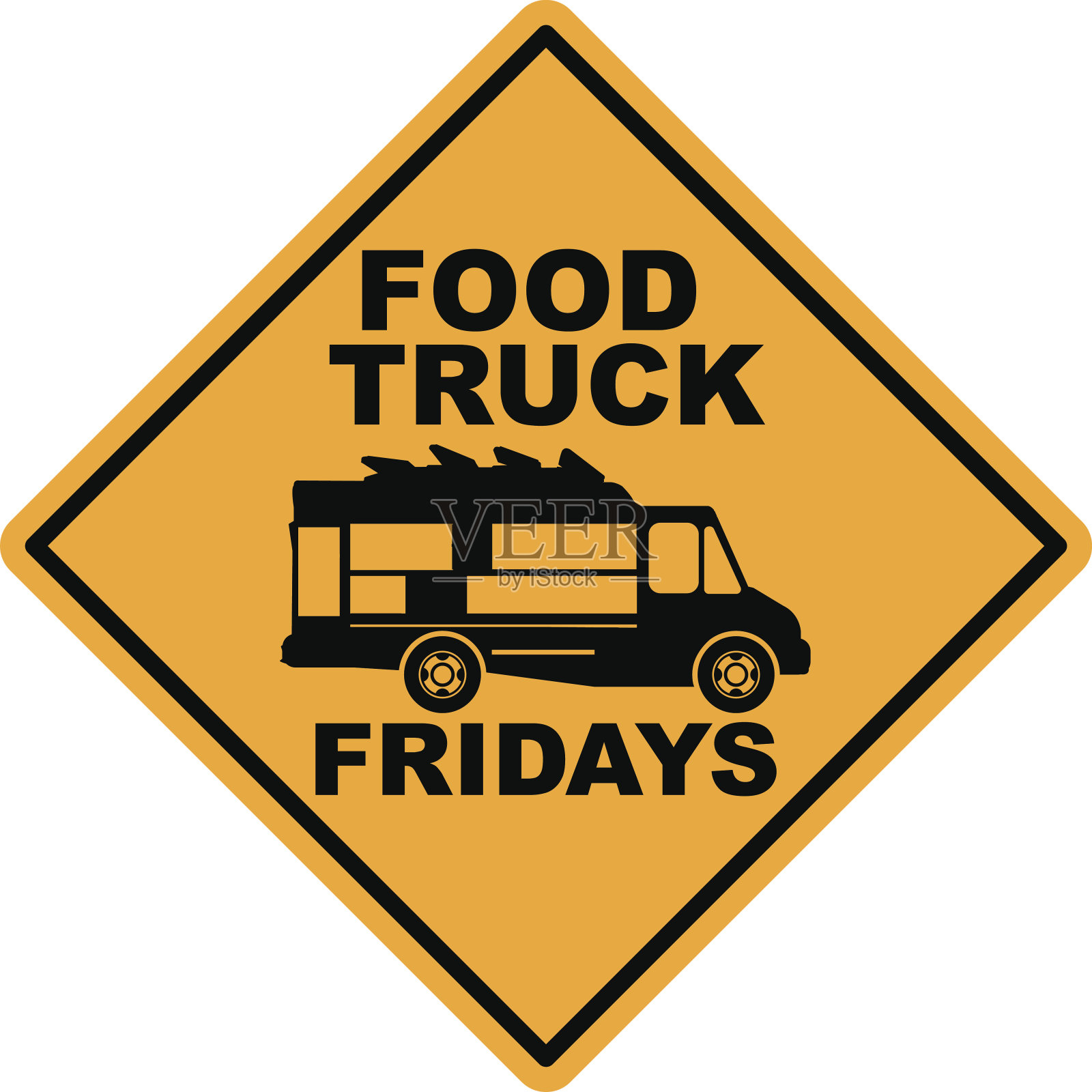 快餐车星期五街道标志插画图片素材