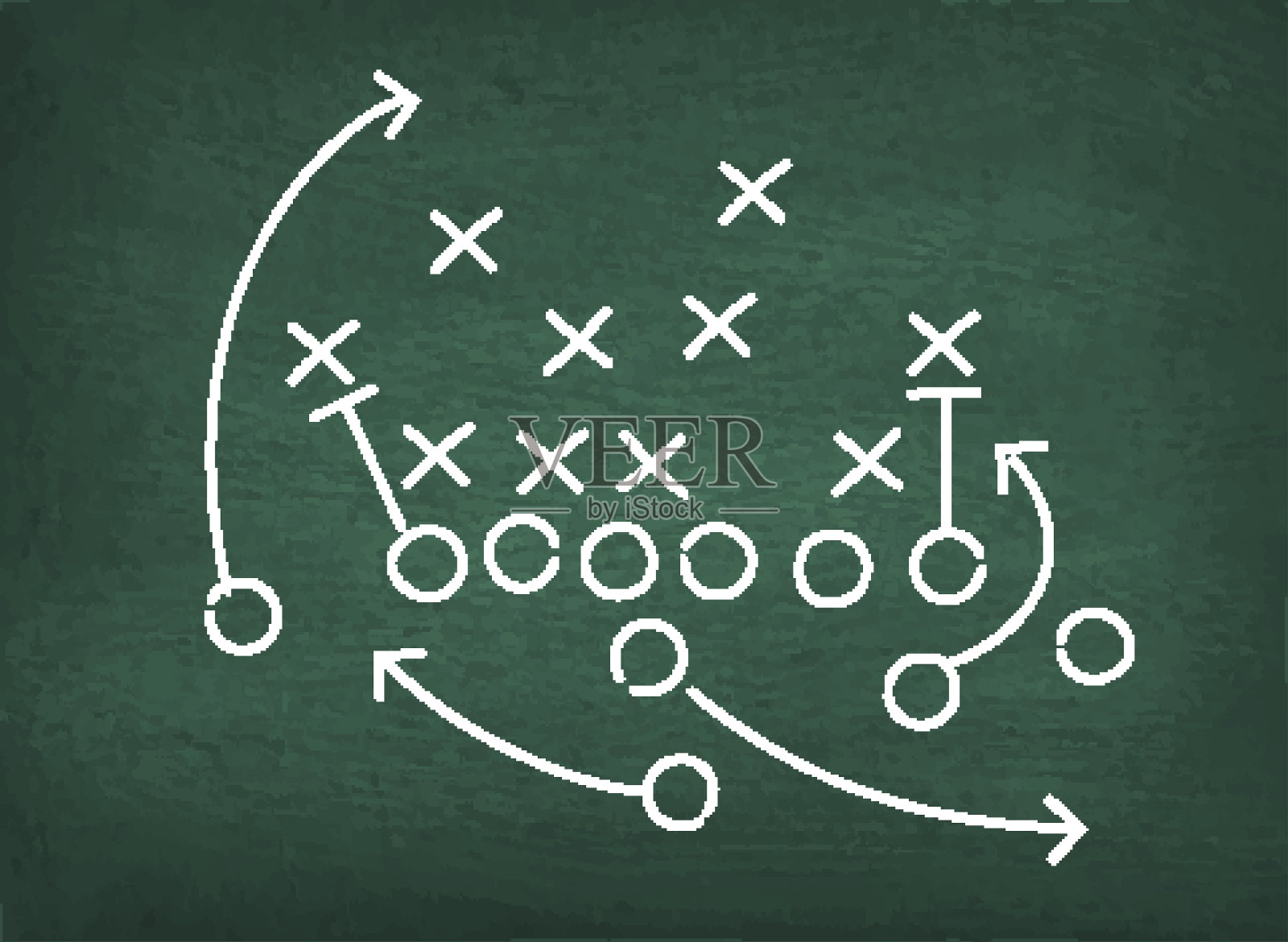 美式足球触地策略图在黑板上插画图片素材