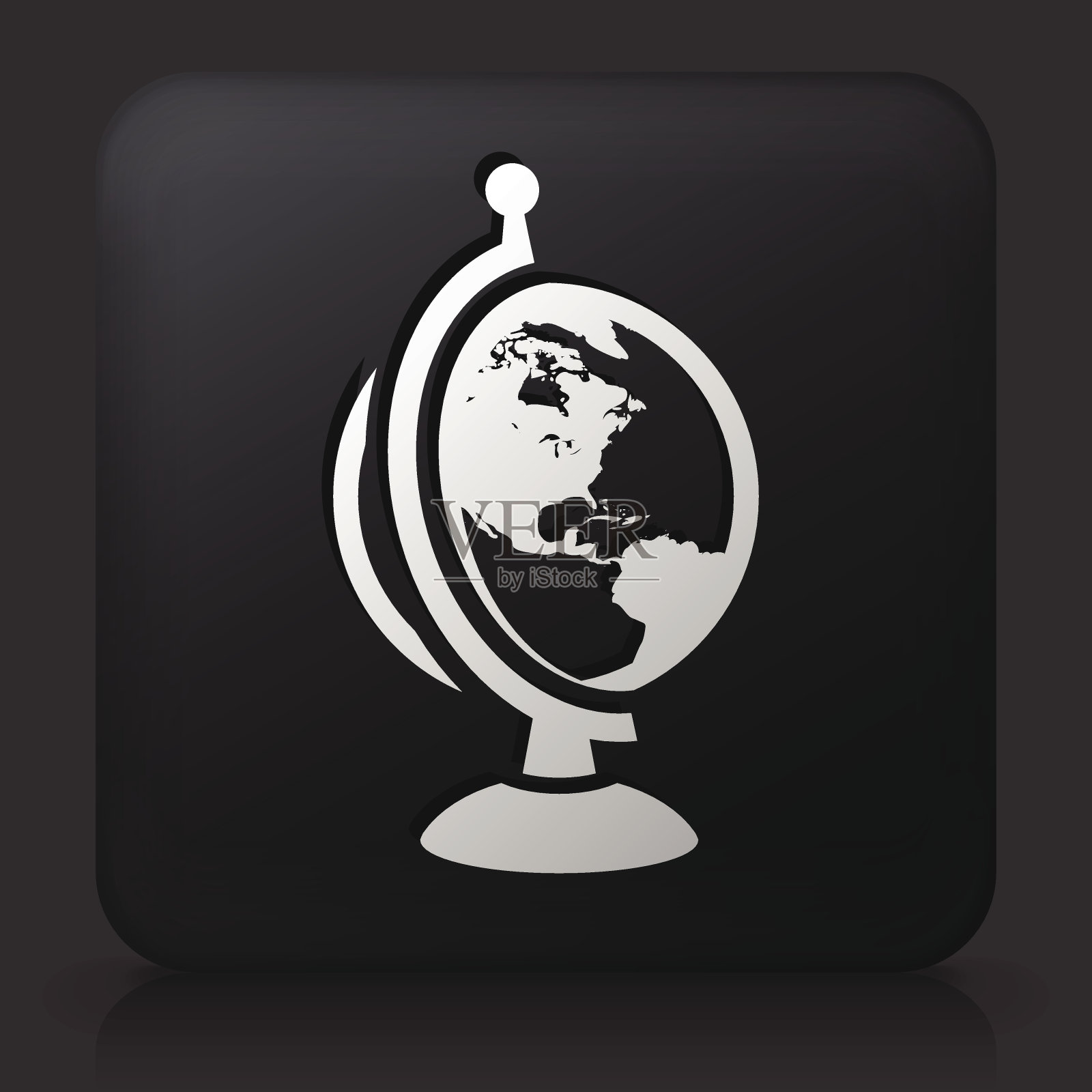 黑色方形按钮与全球图标插画图片素材