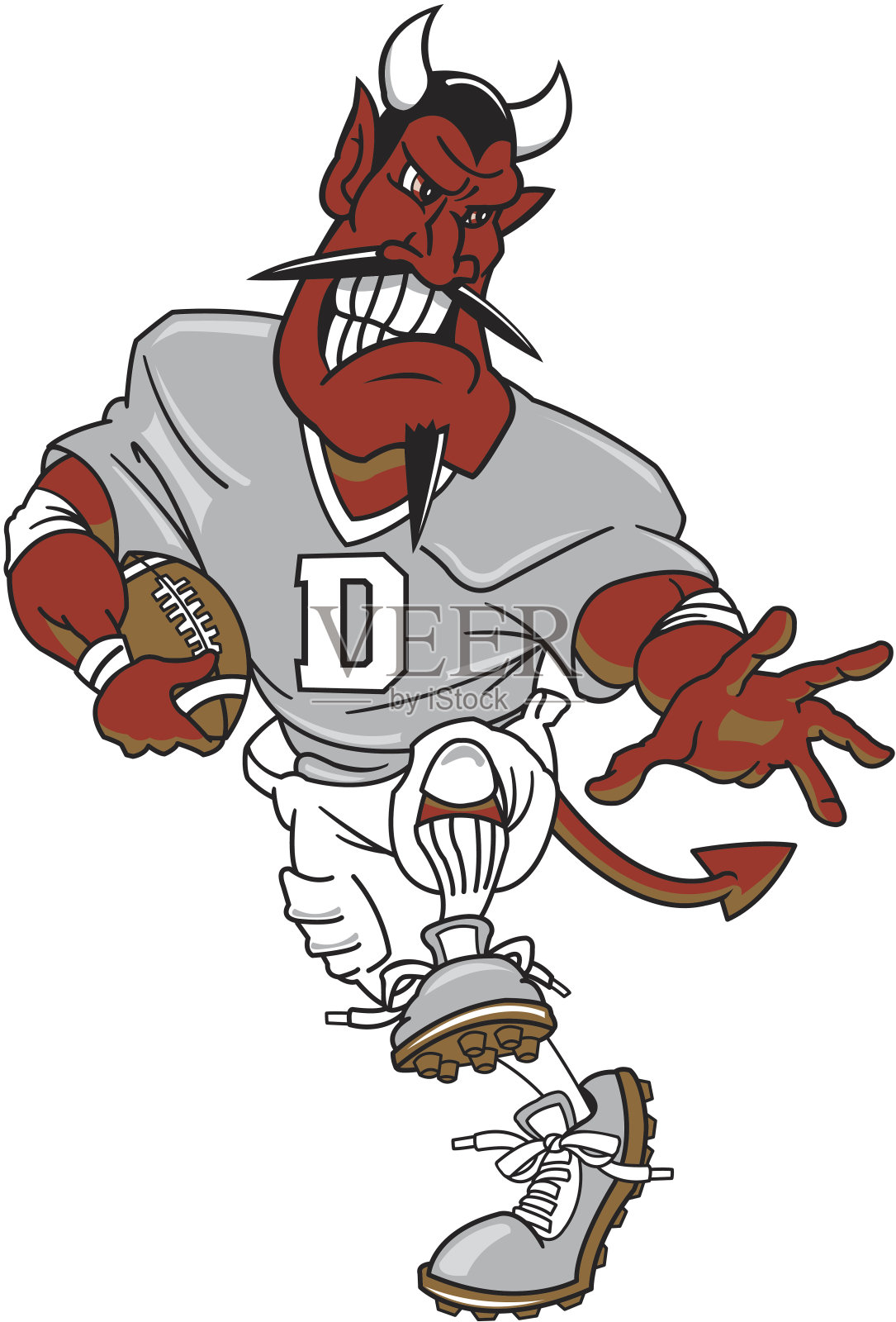 恶魔踢足球插画图片素材