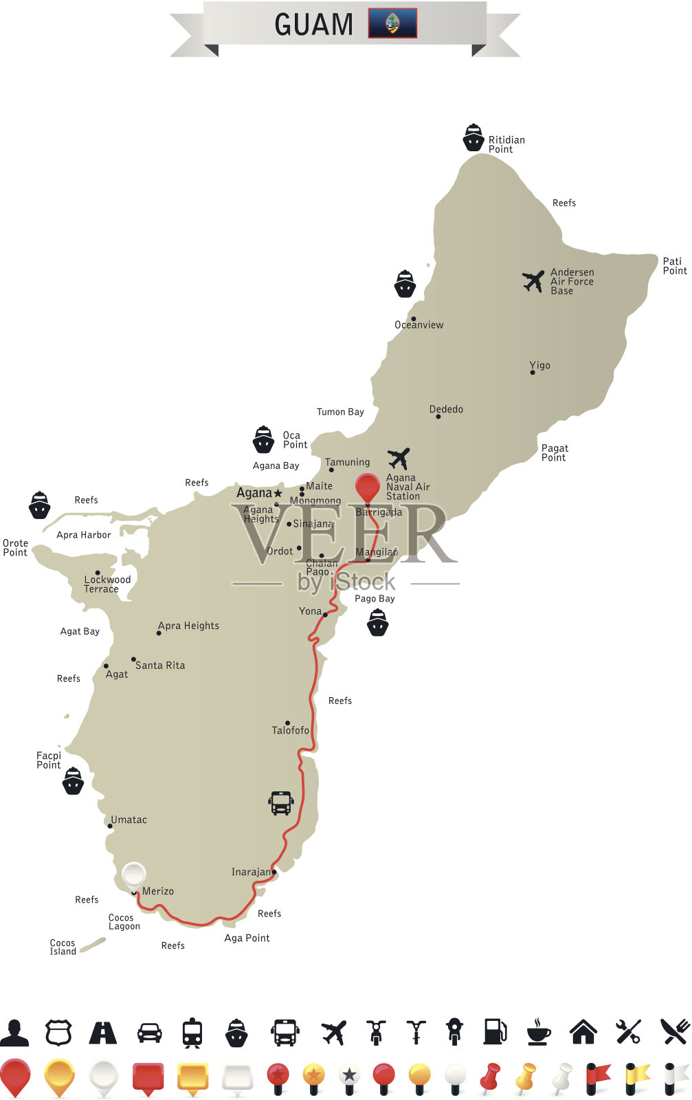 关岛插画图片素材