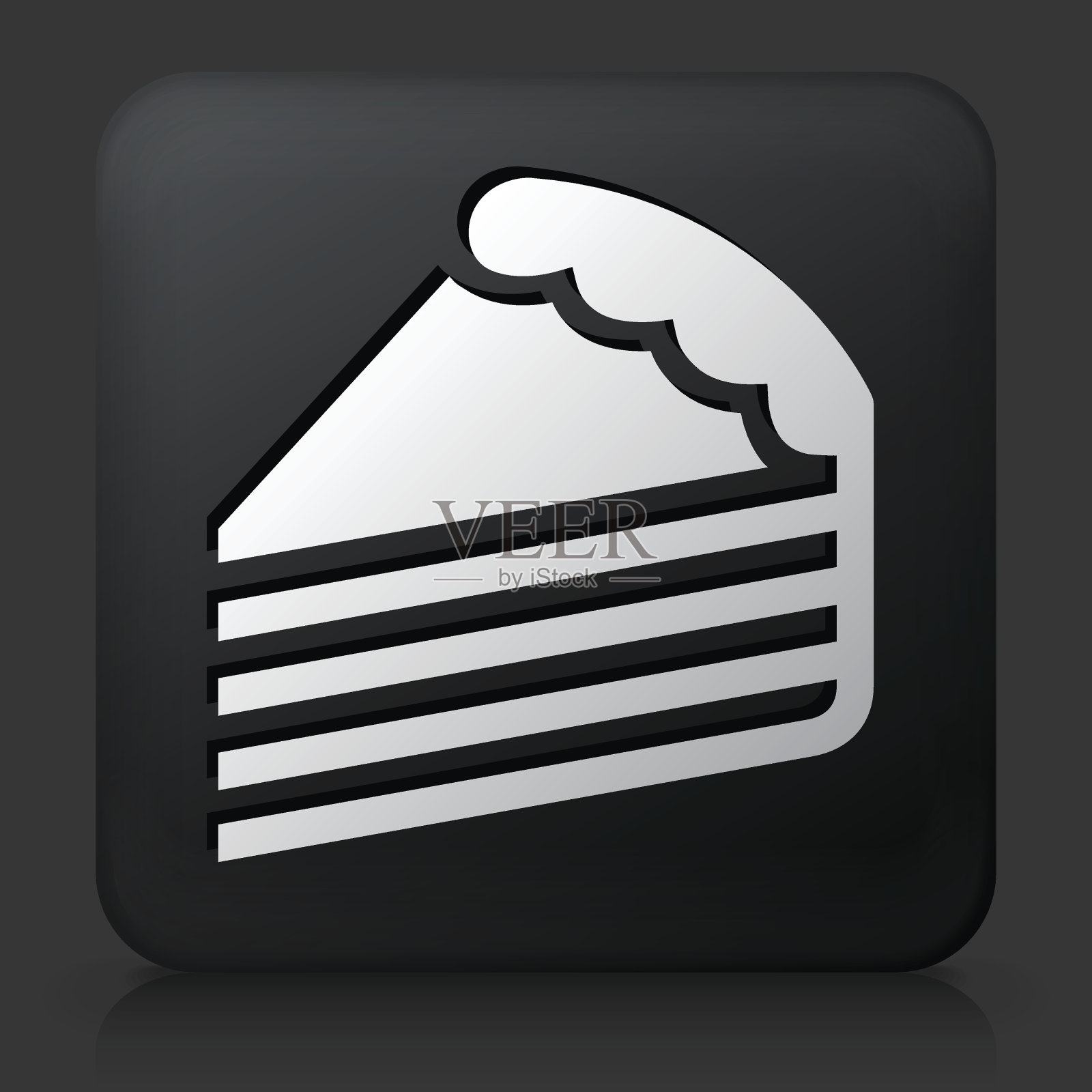 黑色方形按钮与蛋糕切片图标插画图片素材