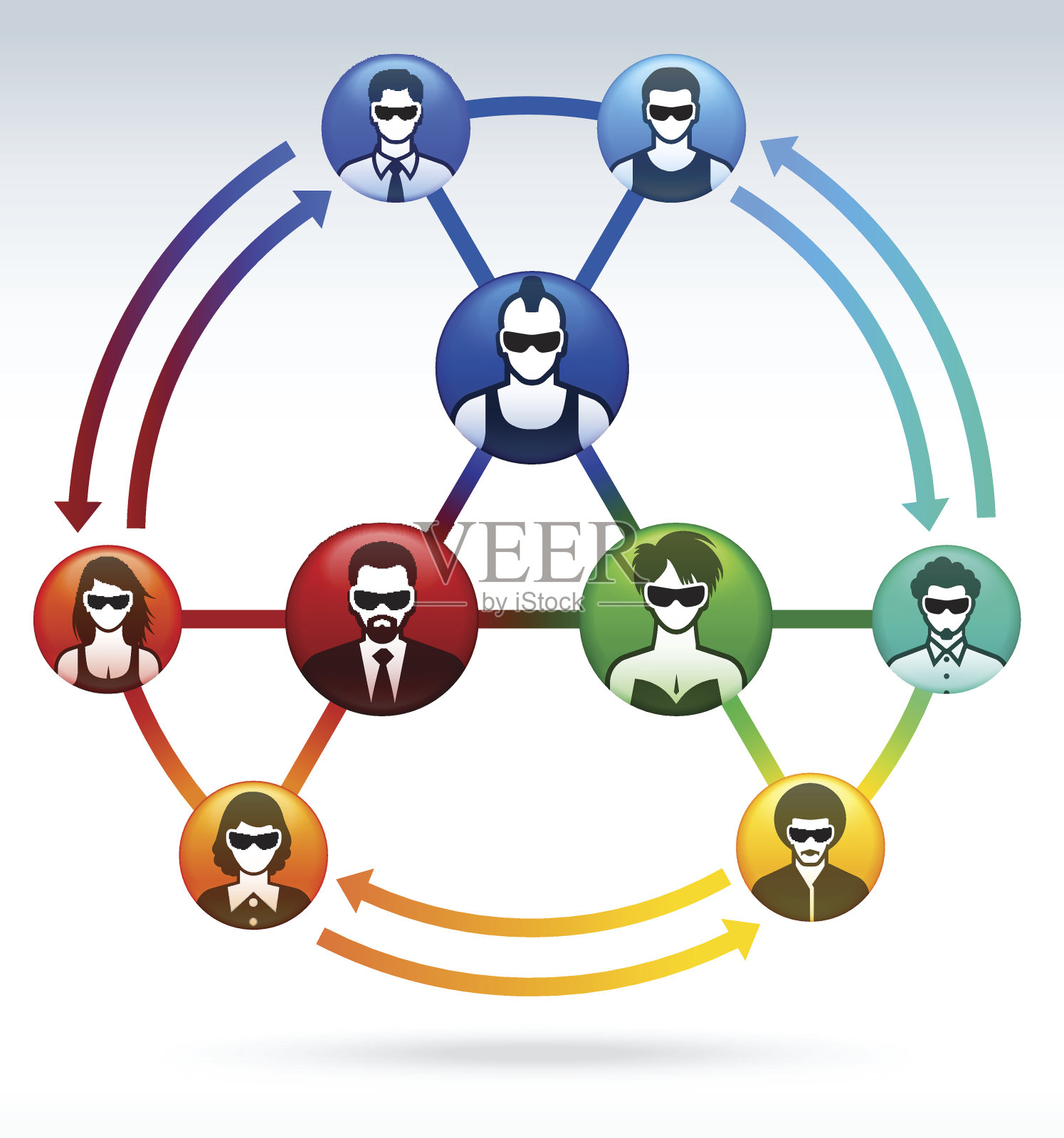 网络的人和虚拟现实体验图标设置插画图片素材