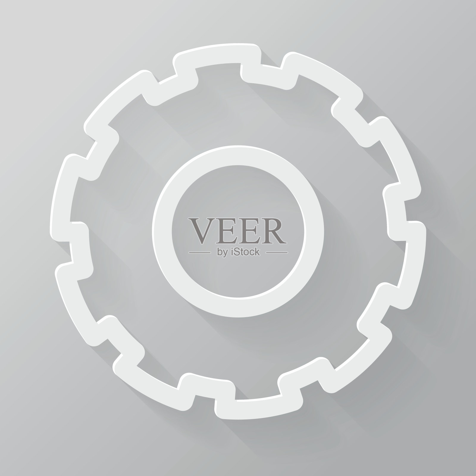 齿轮纸细线界面图标与长影子插画图片素材