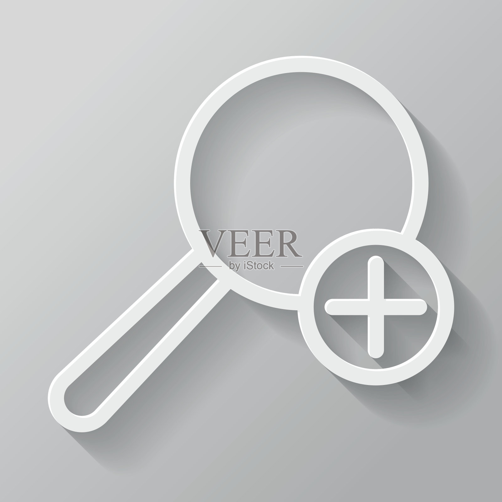 放大纸细线界面图标与长影子插画图片素材