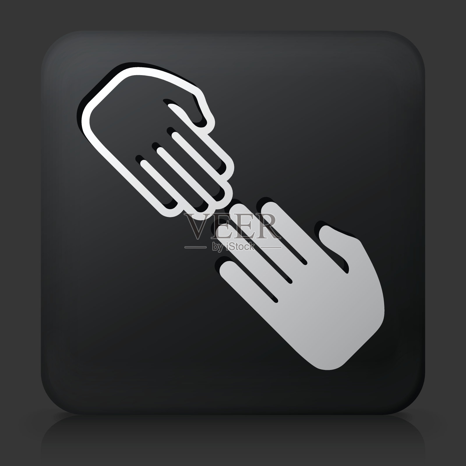 黑色方形按钮与牵手图标插画图片素材