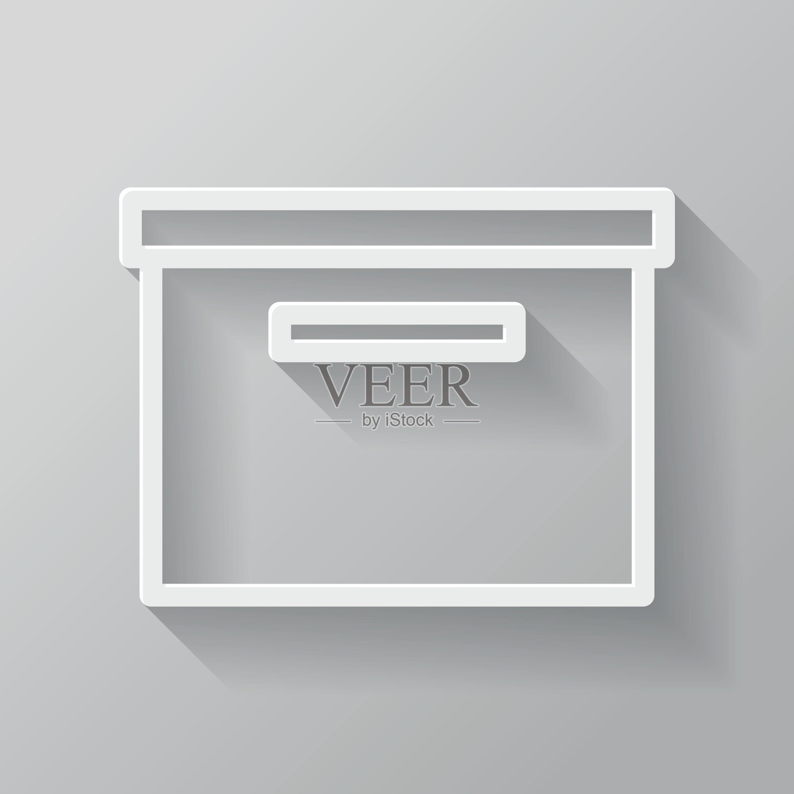 存储盒纸细线界面图标与长影子插画图片素材