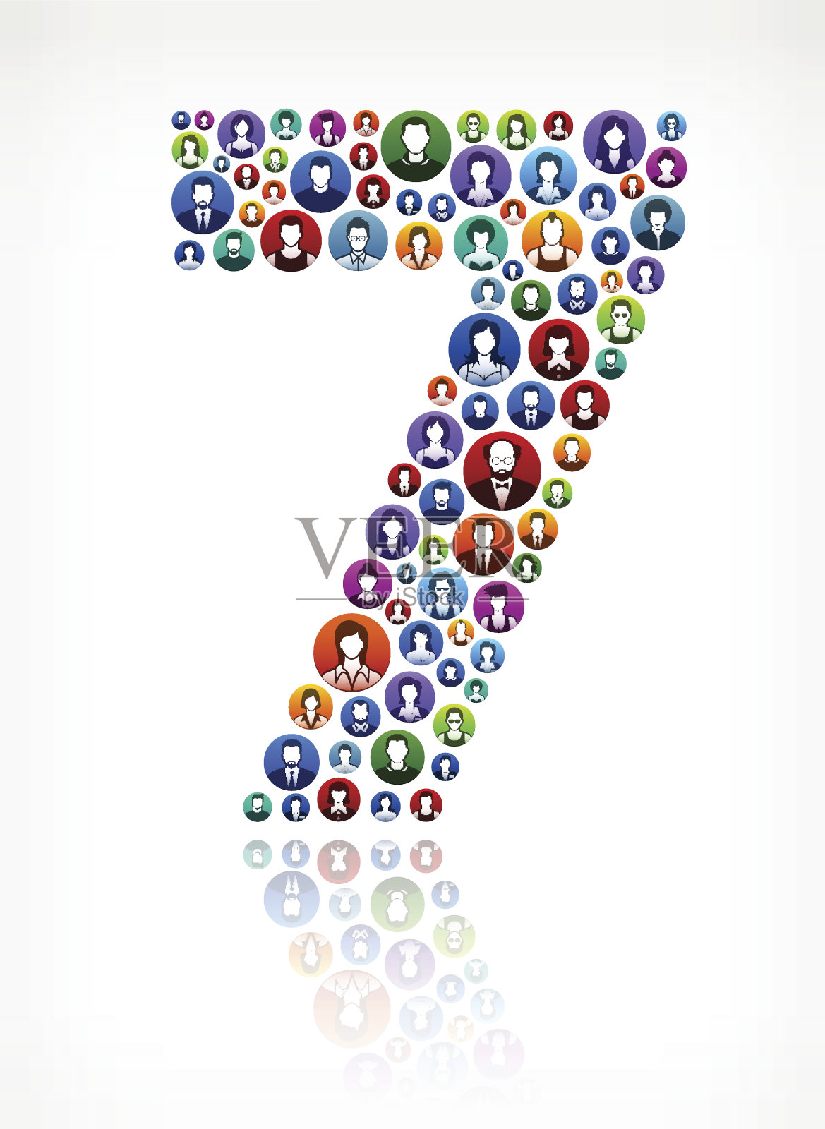 七人面对社区和沟通模式。插画图片素材