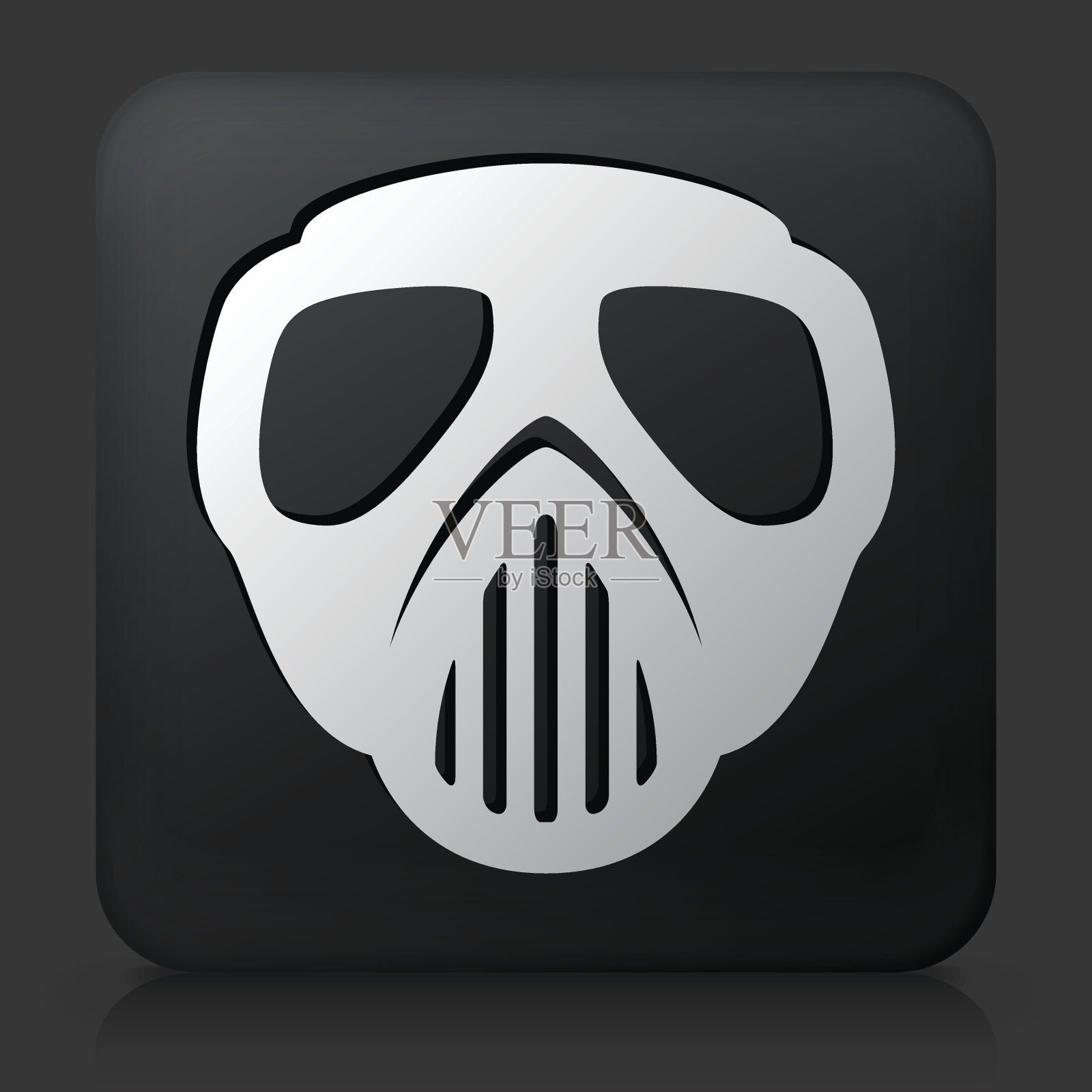 黑色方形按钮与彩弹面具插画图片素材