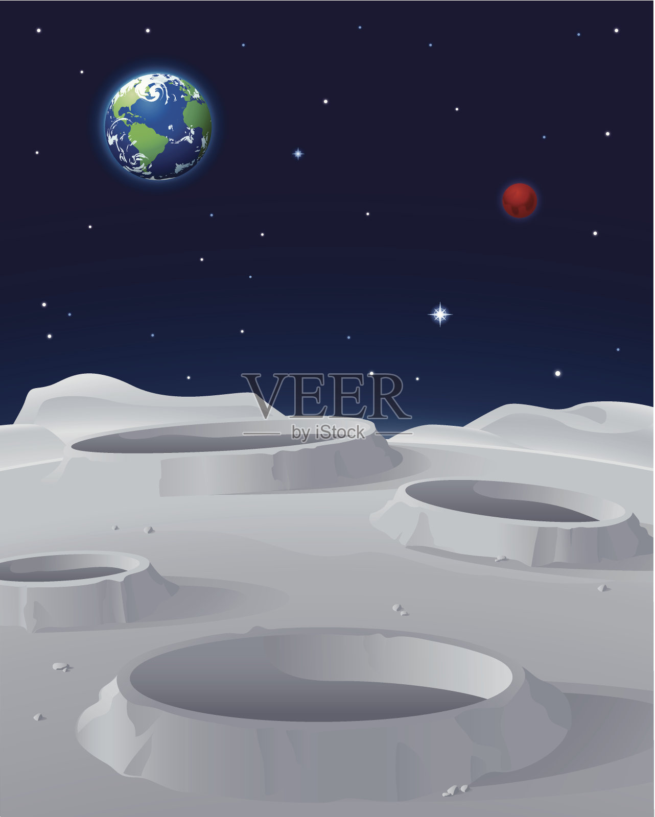 月球表面插画图片素材