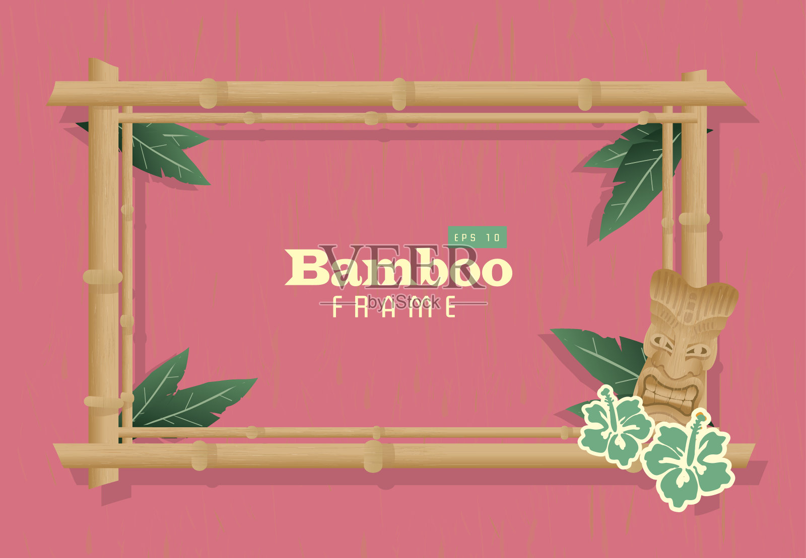 复古竹木框架插画图片素材