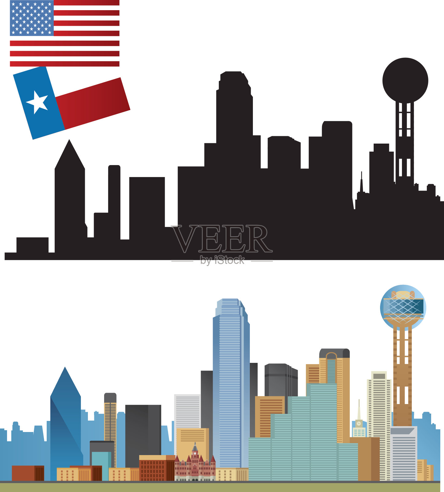 达拉斯全景插画图片素材