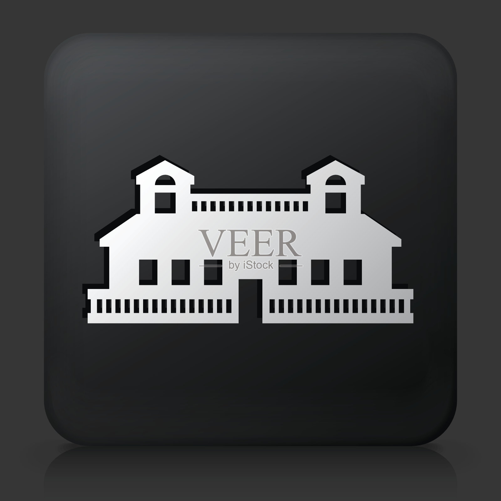 黑色方形按钮与车站图标插画图片素材