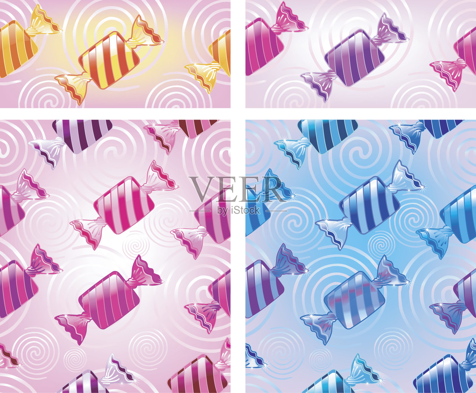条纹夹心糖(无缝图案/ 4多种)设计元素图片