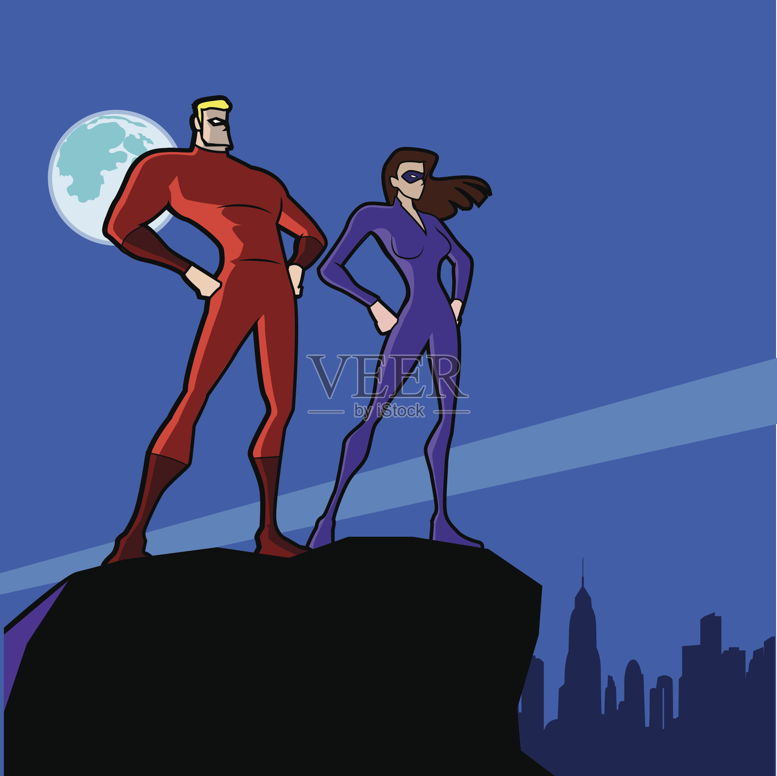 超级英雄组合插画图片素材