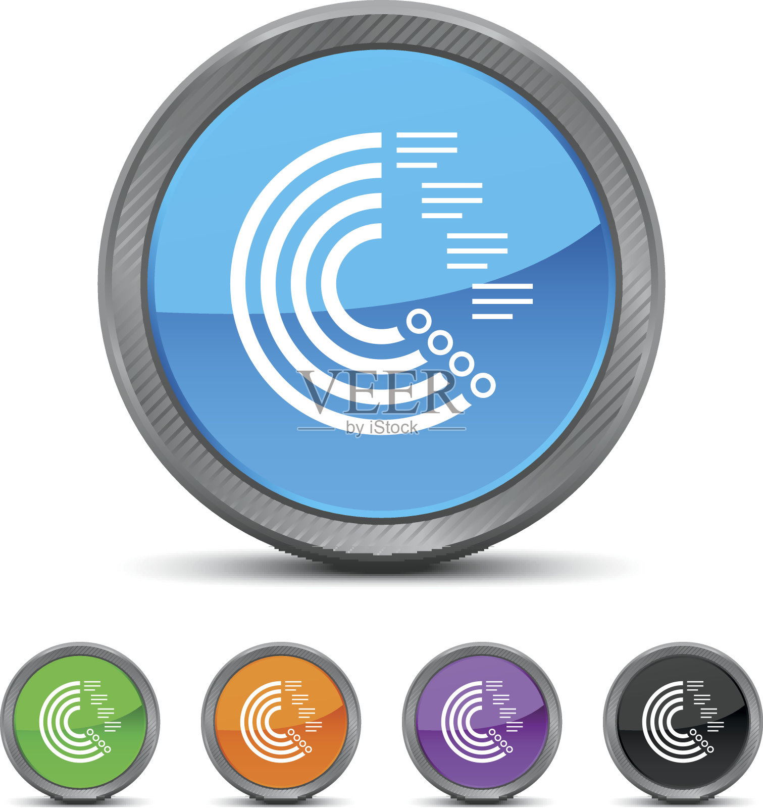 径向条形图图标上的圆形按钮。图标素材