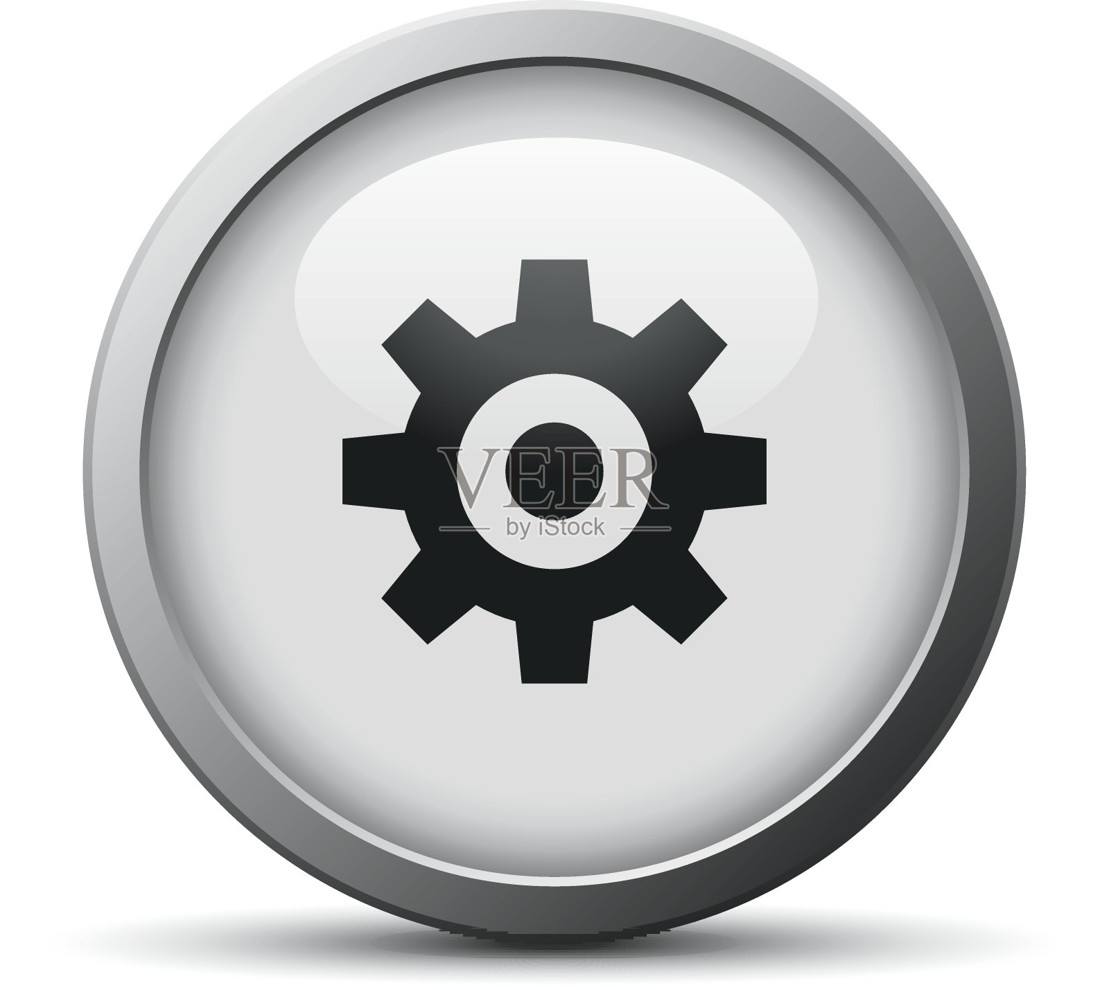 齿轮图标上的一个银色按钮。图标素材