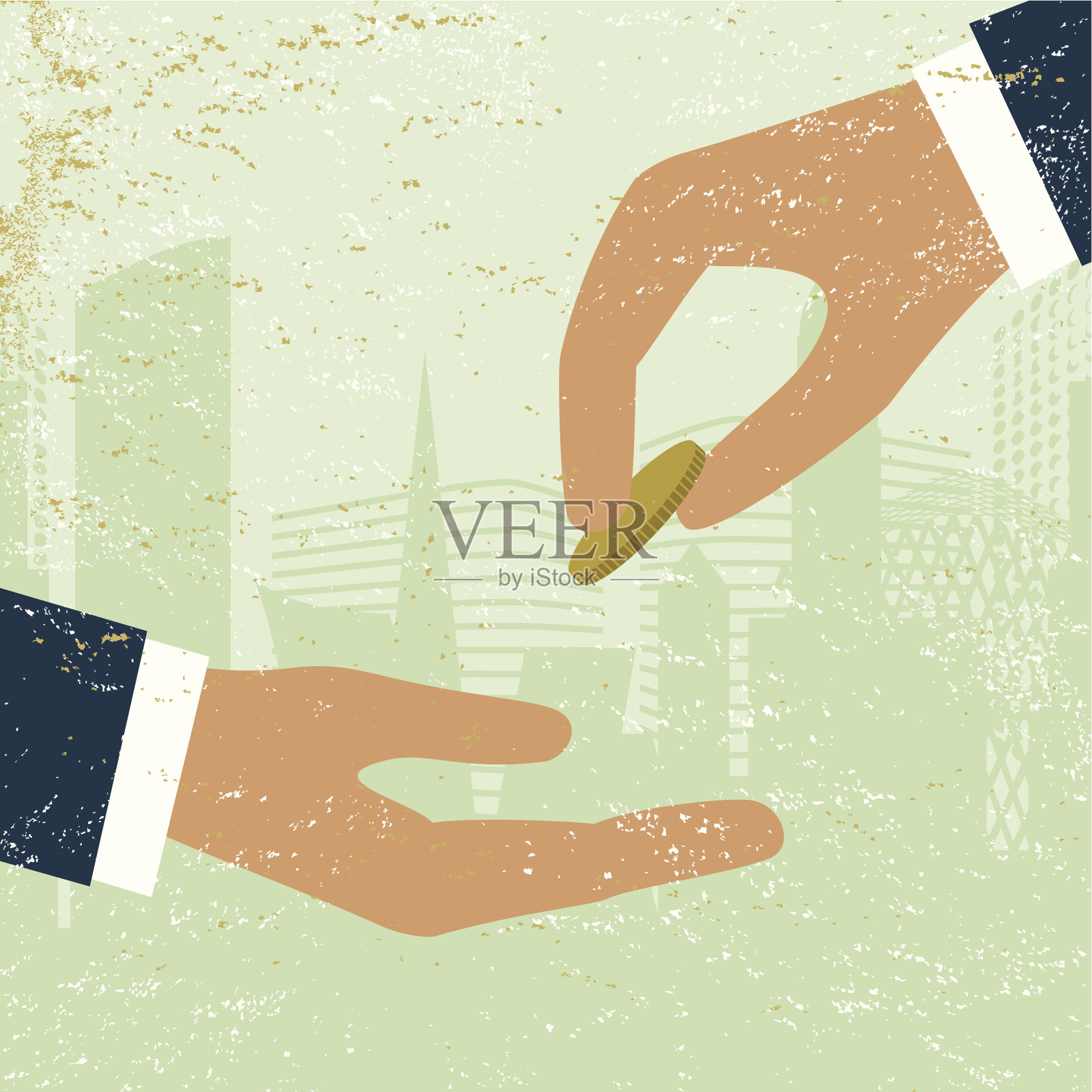 企业贷款资金金融经济银行手插画图片素材