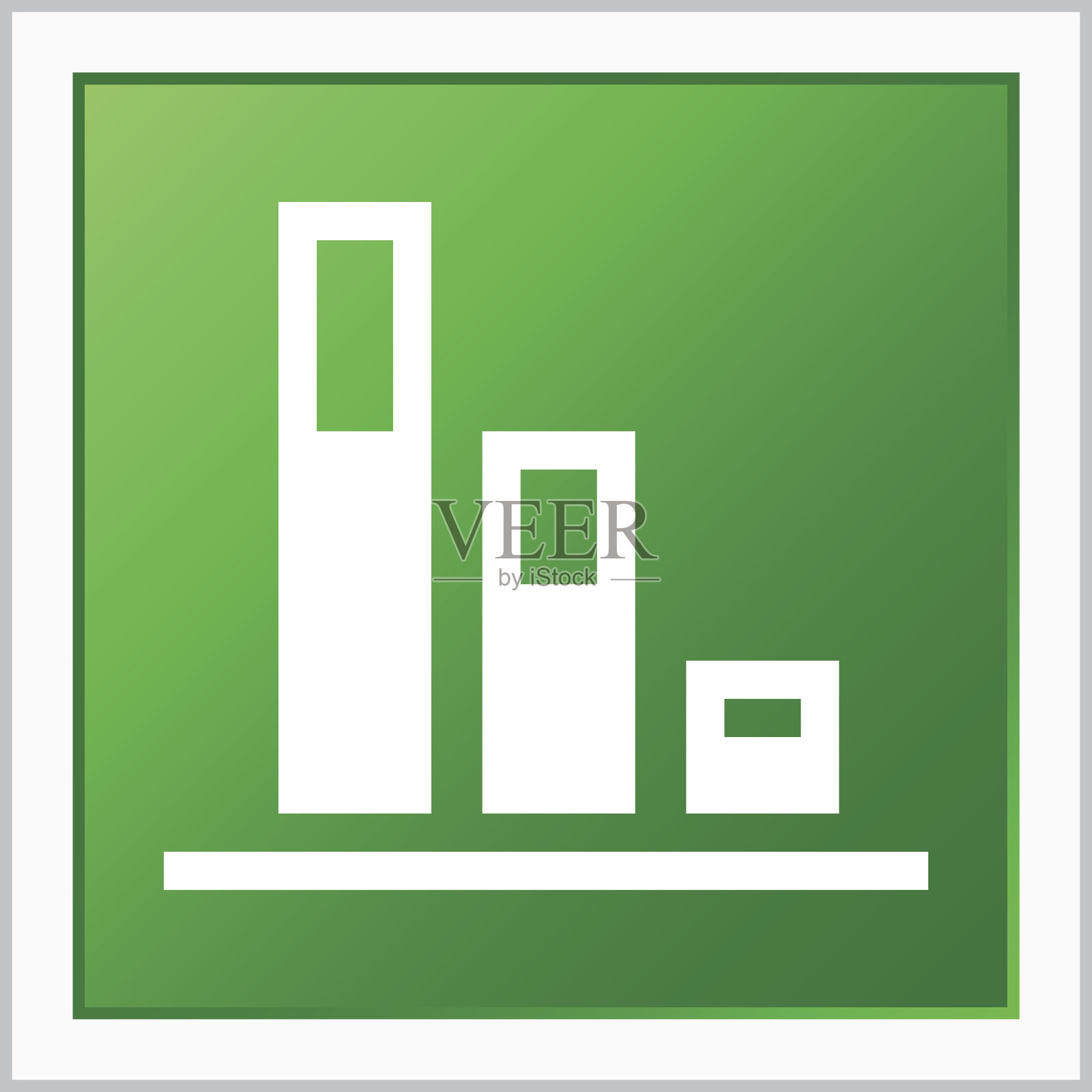 矩形按钮上的条形图图标。图标素材